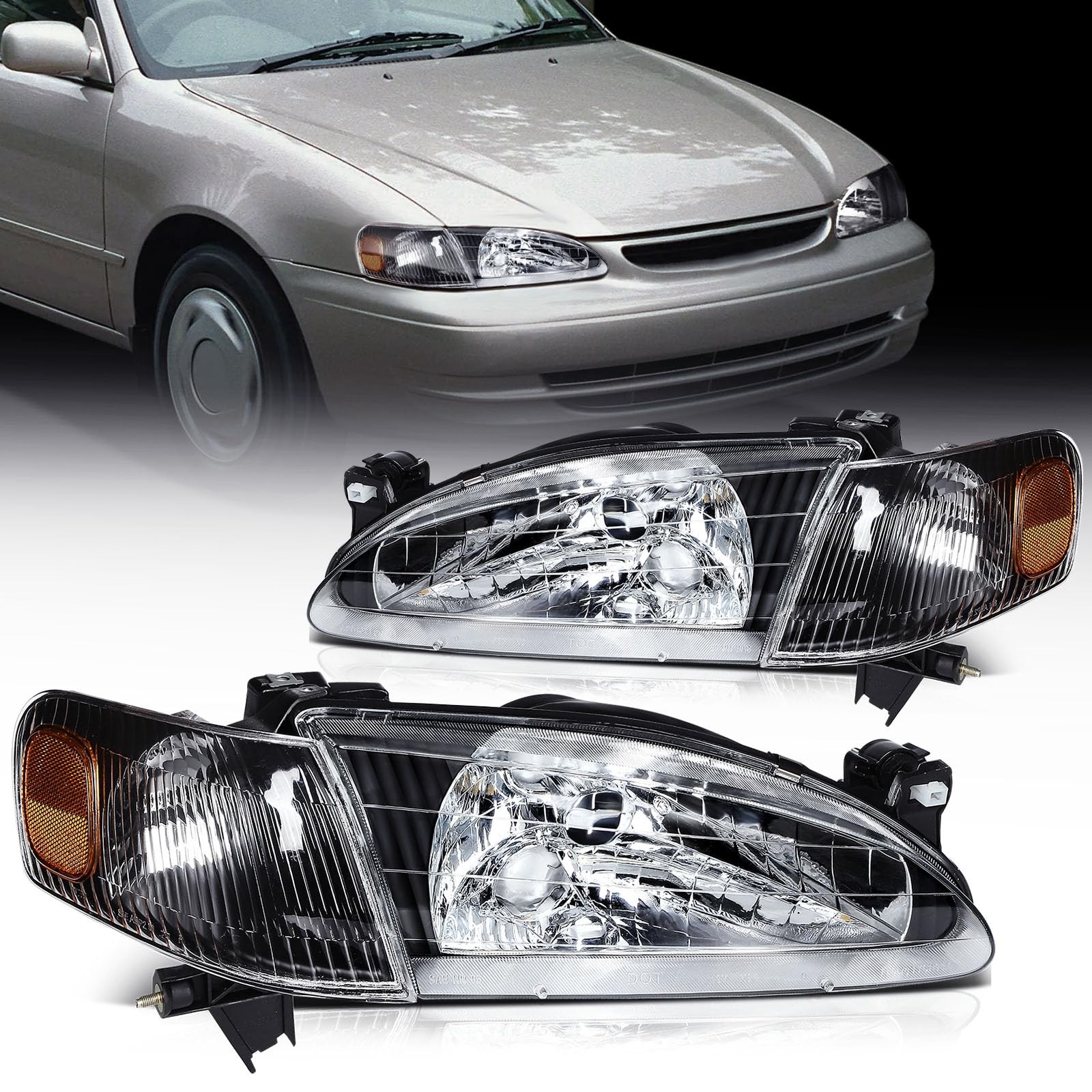 Headlight Assembly Fit for Toyota Corolla 1998-2000