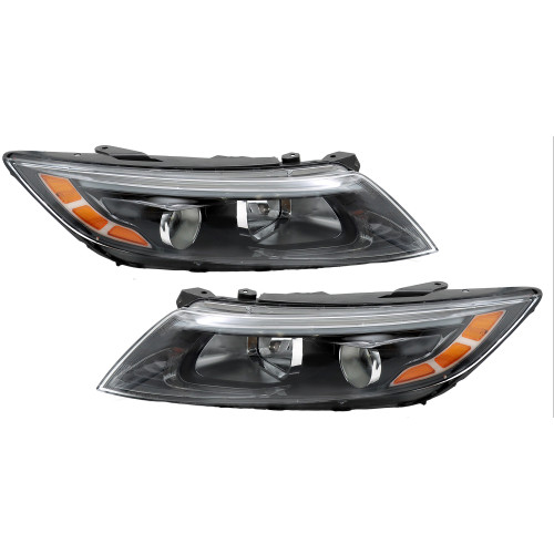 Pair Left Right Housing Headlights Assembly Fits Kia Optima 2014 - 2015 Black