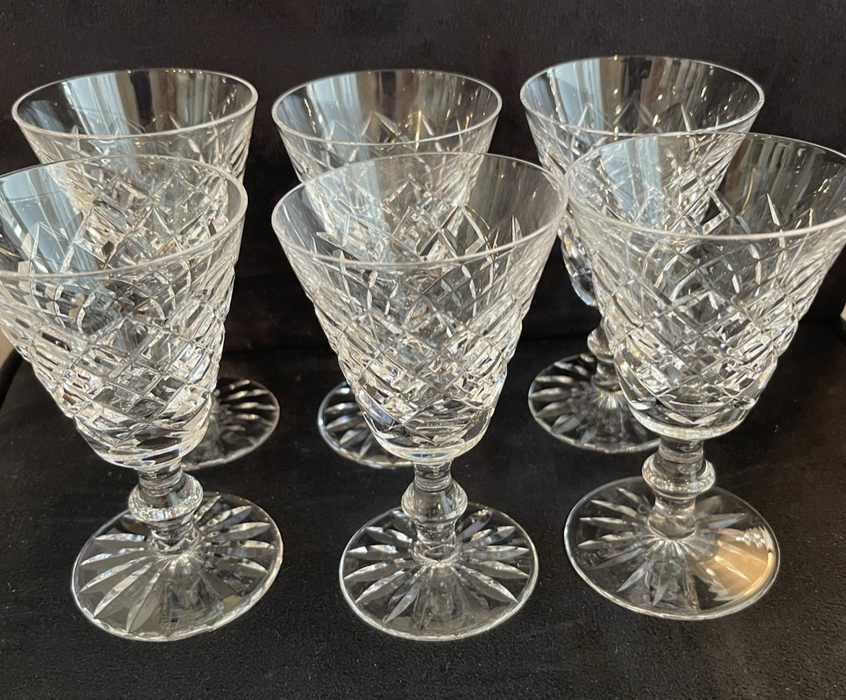 Set of 6 Waterford Crystal Claret Wine Glasses Adare Pattern 5\ Set of 6 Waterford Crystal Claret Wine Glasses Adare Pattern 5\