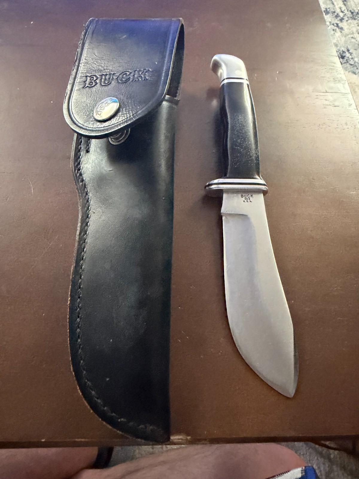 Vintage 1972 Buck 103 Skinner Knife with Leather Sheath