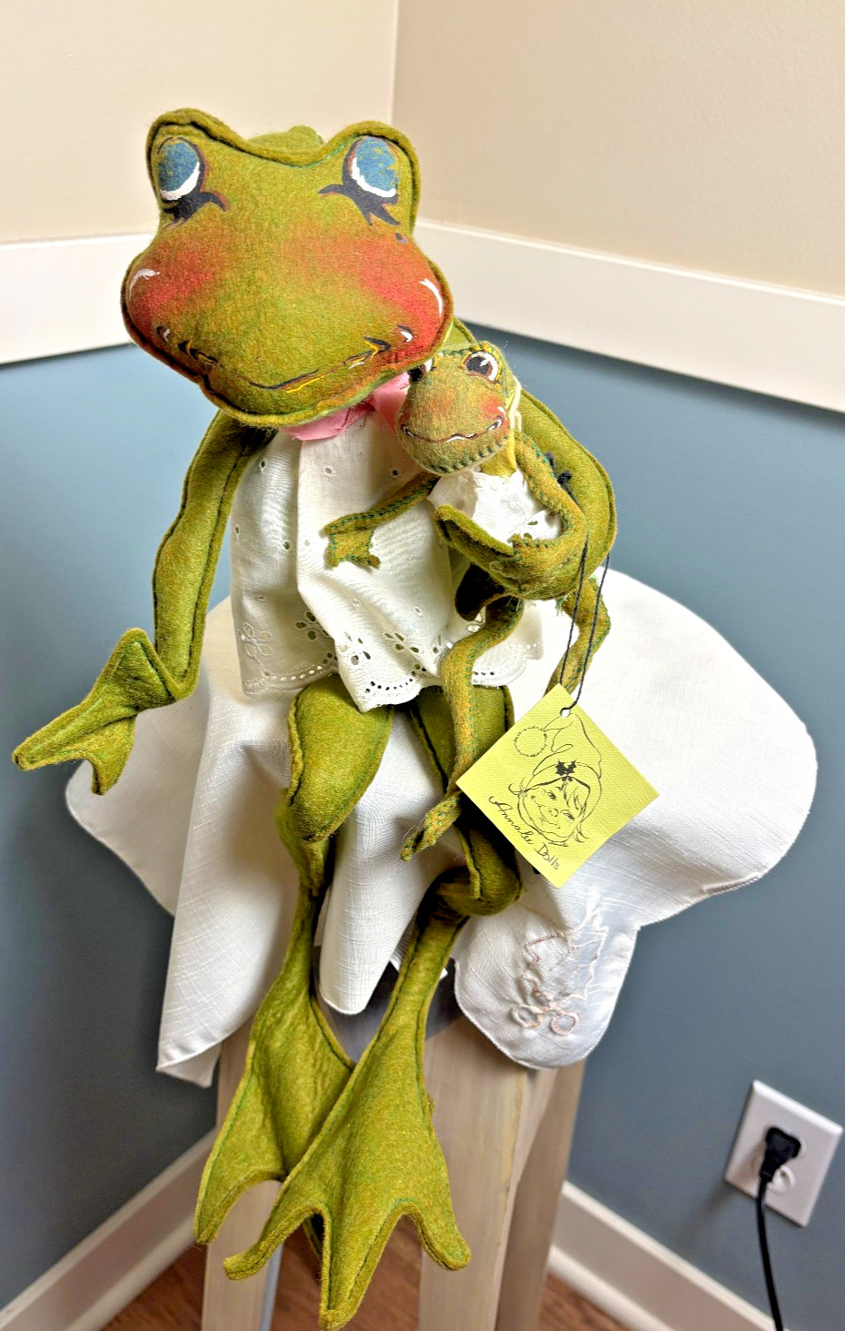 Vtg 1969 Annalee Thorndike Felt Frog Mother & Baby Doll 19\ Vtg 1969 Annalee Thorndike Felt Frog Mother & Baby Doll 19\