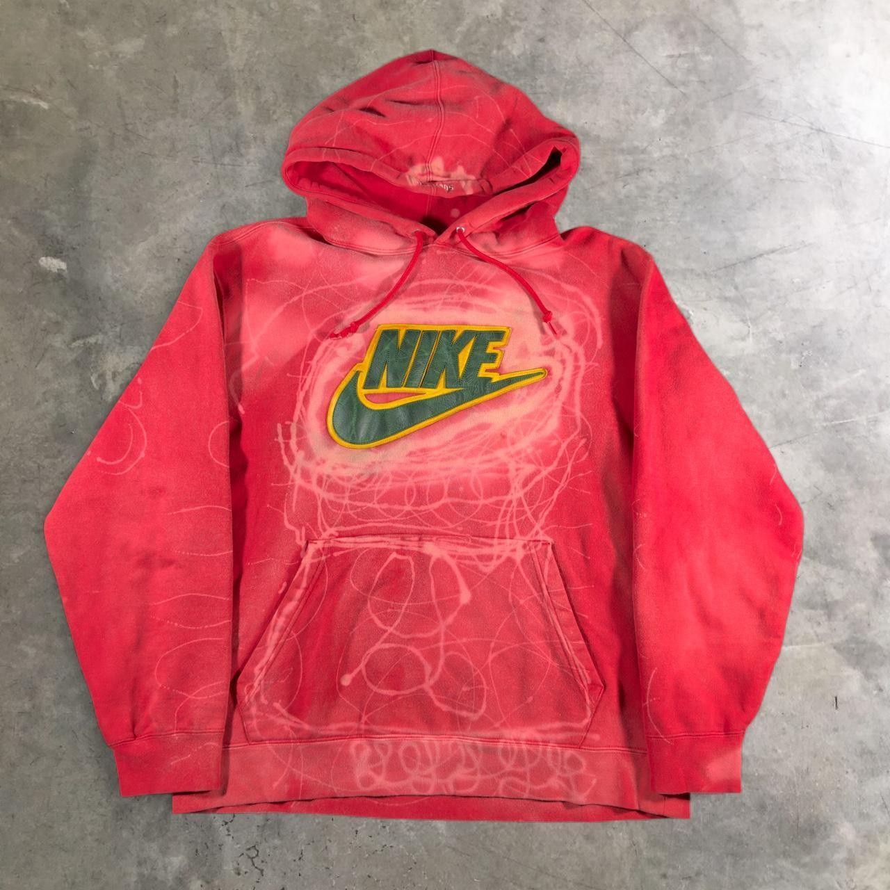 SUPREME x NIKE Leather Logo Hooded Sweatshirt