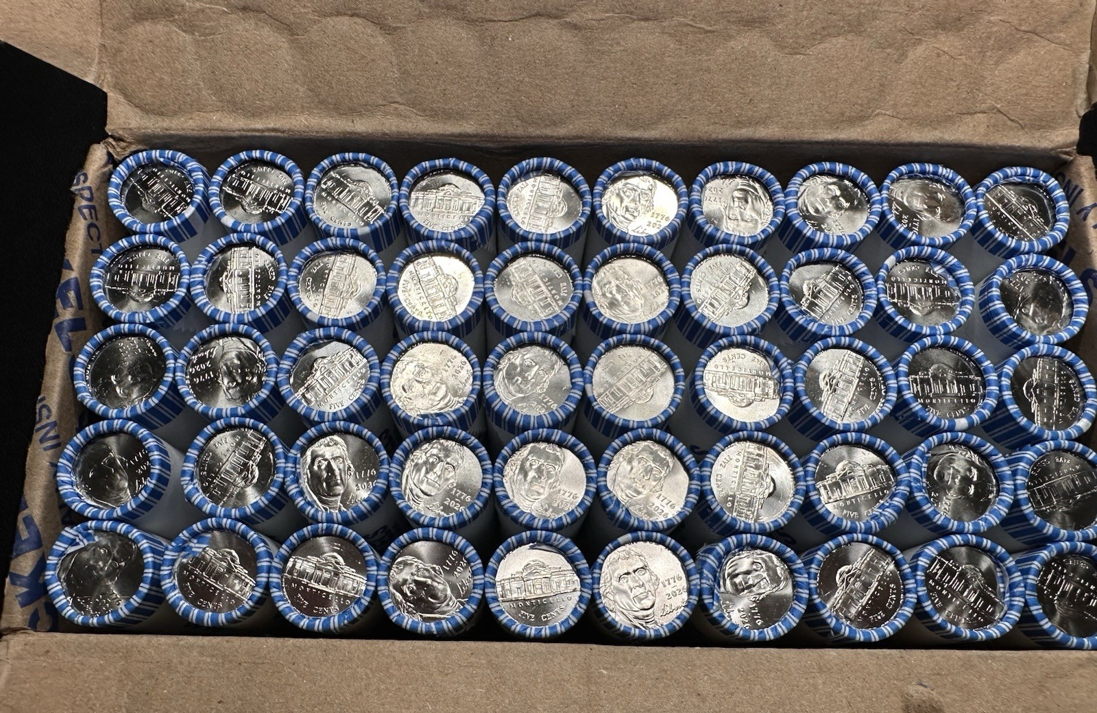 One box of 1776-2026 - D Jefferson Nickel Brilliant Uncirculated - 50 Rolls One box of 1776-2026 - D Jefferson Nickel Brilliant Uncirculated - 50 Rolls