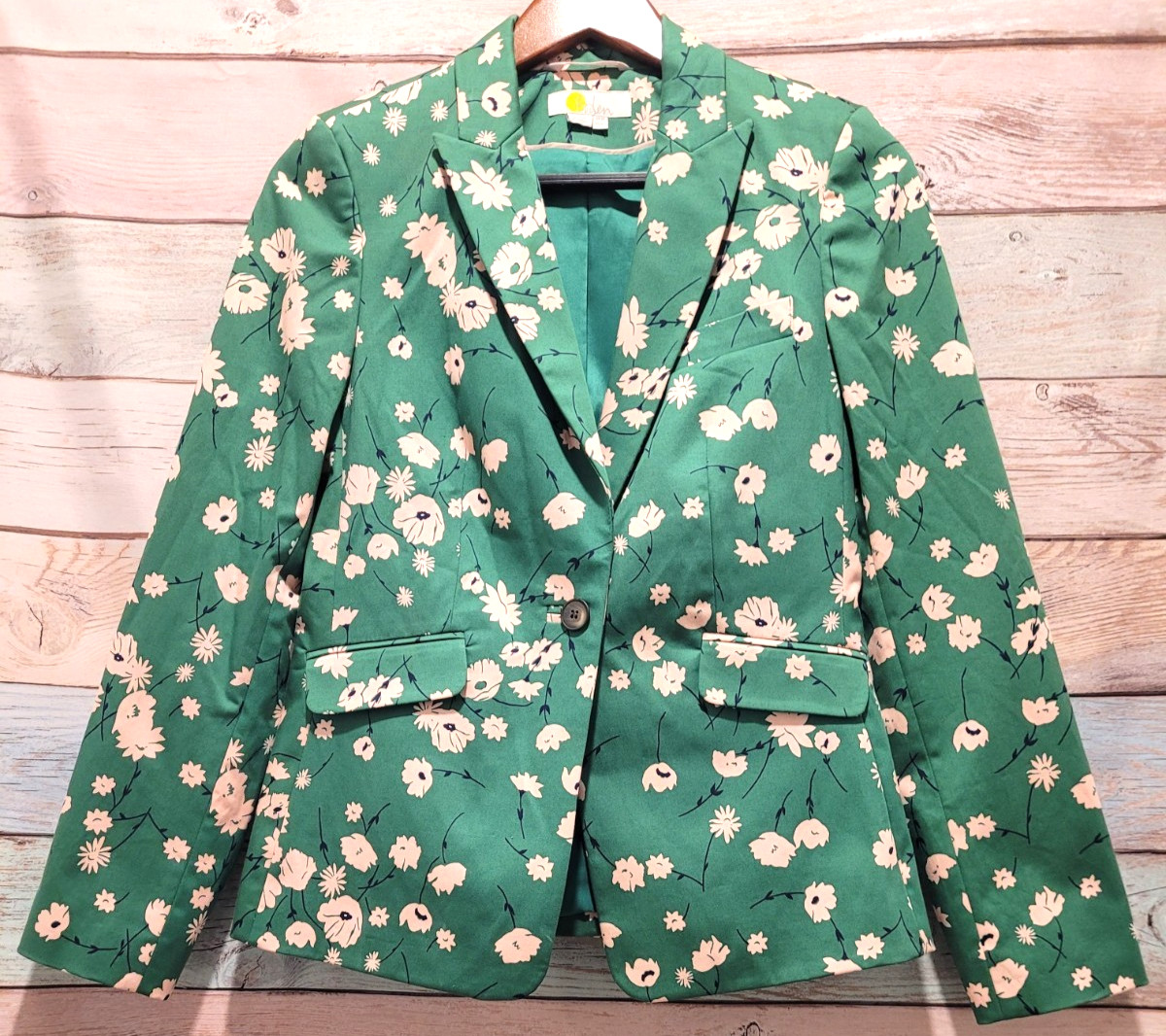 Boden Women\'s Blazer Green Floral Cotton Stretch Career Jacket Sz 6 Boden Women\'s Blazer Green Floral Cotton Stretch Career Jacket Sz 6