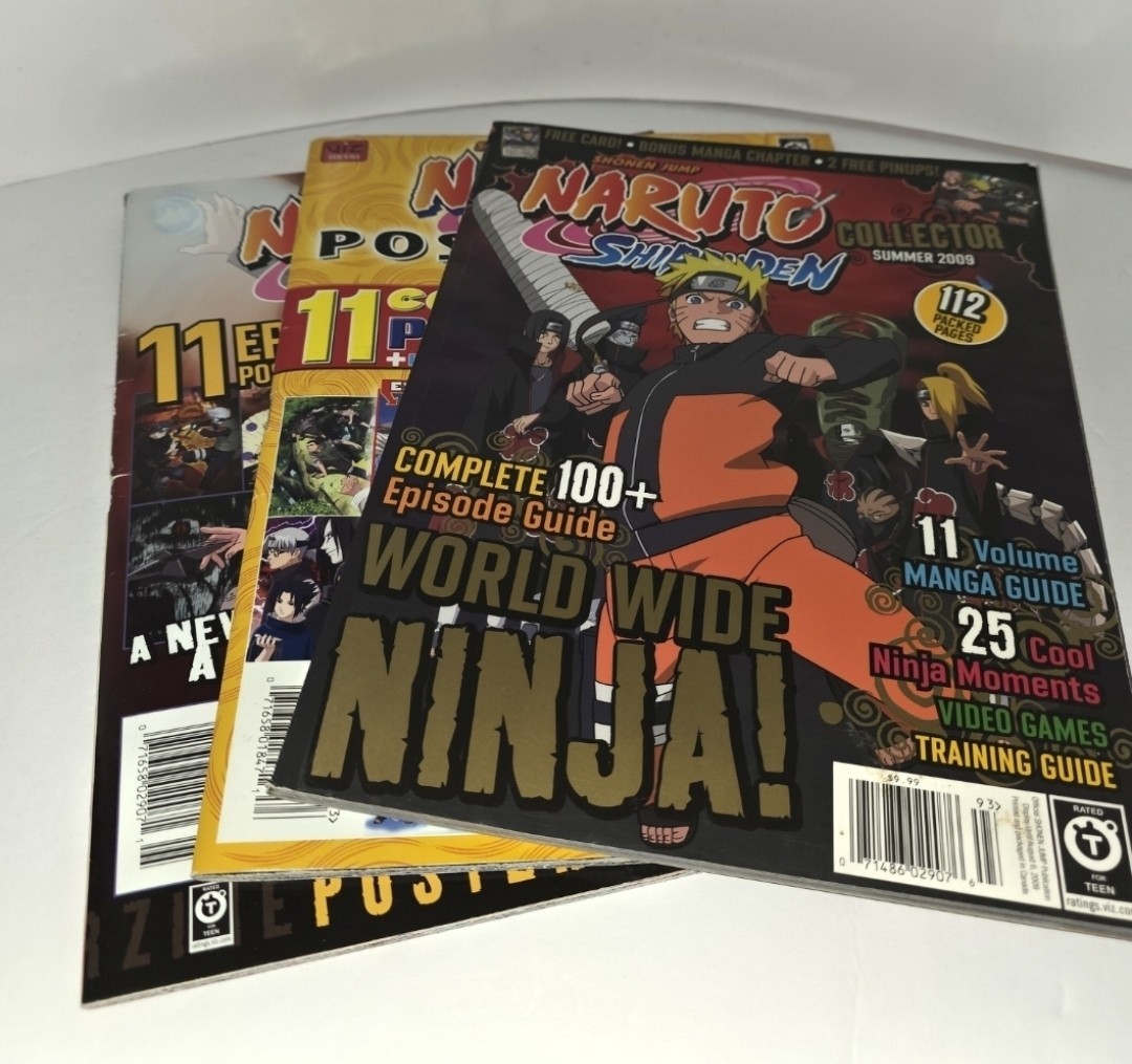 Naruto Collector Magazine  2009 & 2 Naruto Posterzine Magazines 2002 VTG