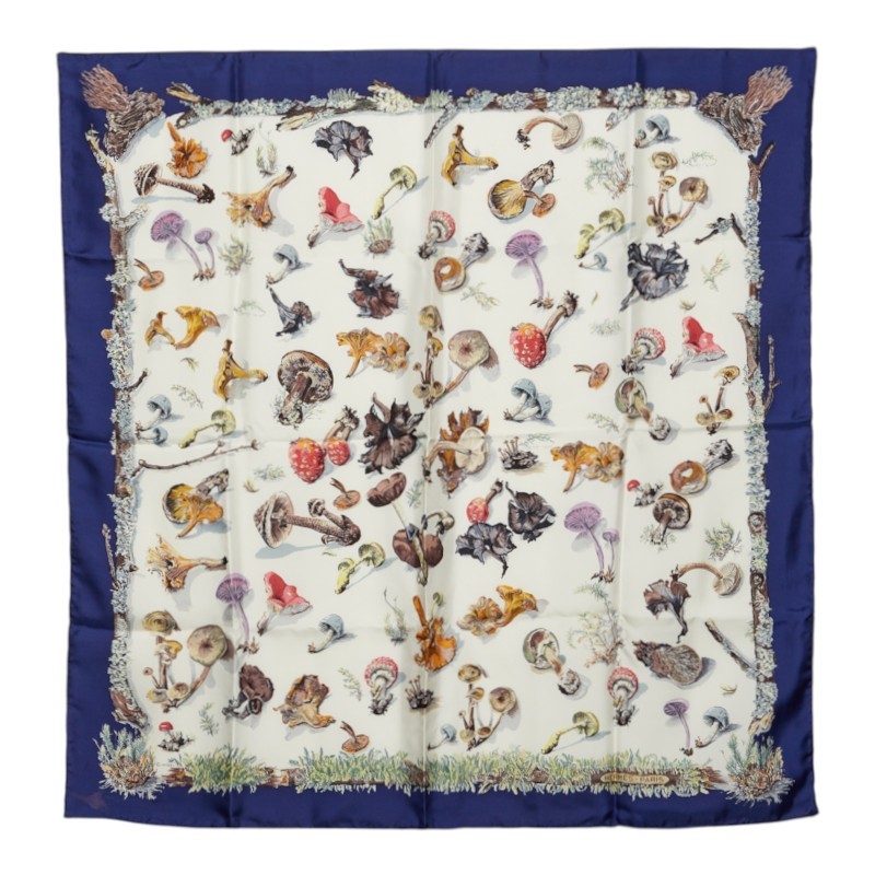 HERMES Carre90 Champignons (mushrooms) scarf large size Women Used