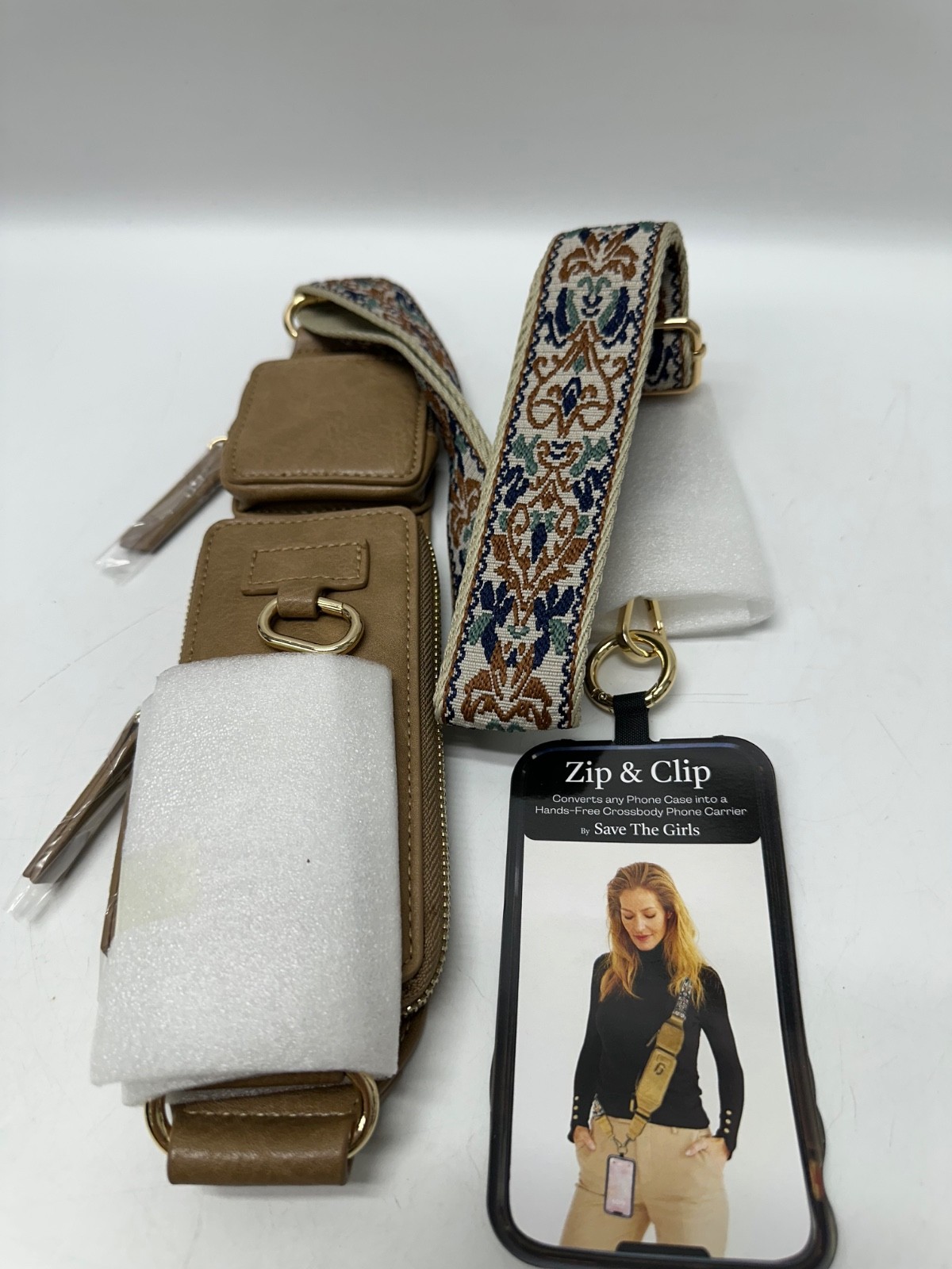 Save the Girls Zip & Clips Phone Lanyard Crossbody with Wallet - Cappuccino Save the Girls Zip & Clips Phone Lanyard Crossbody with Wallet - Cappuccino