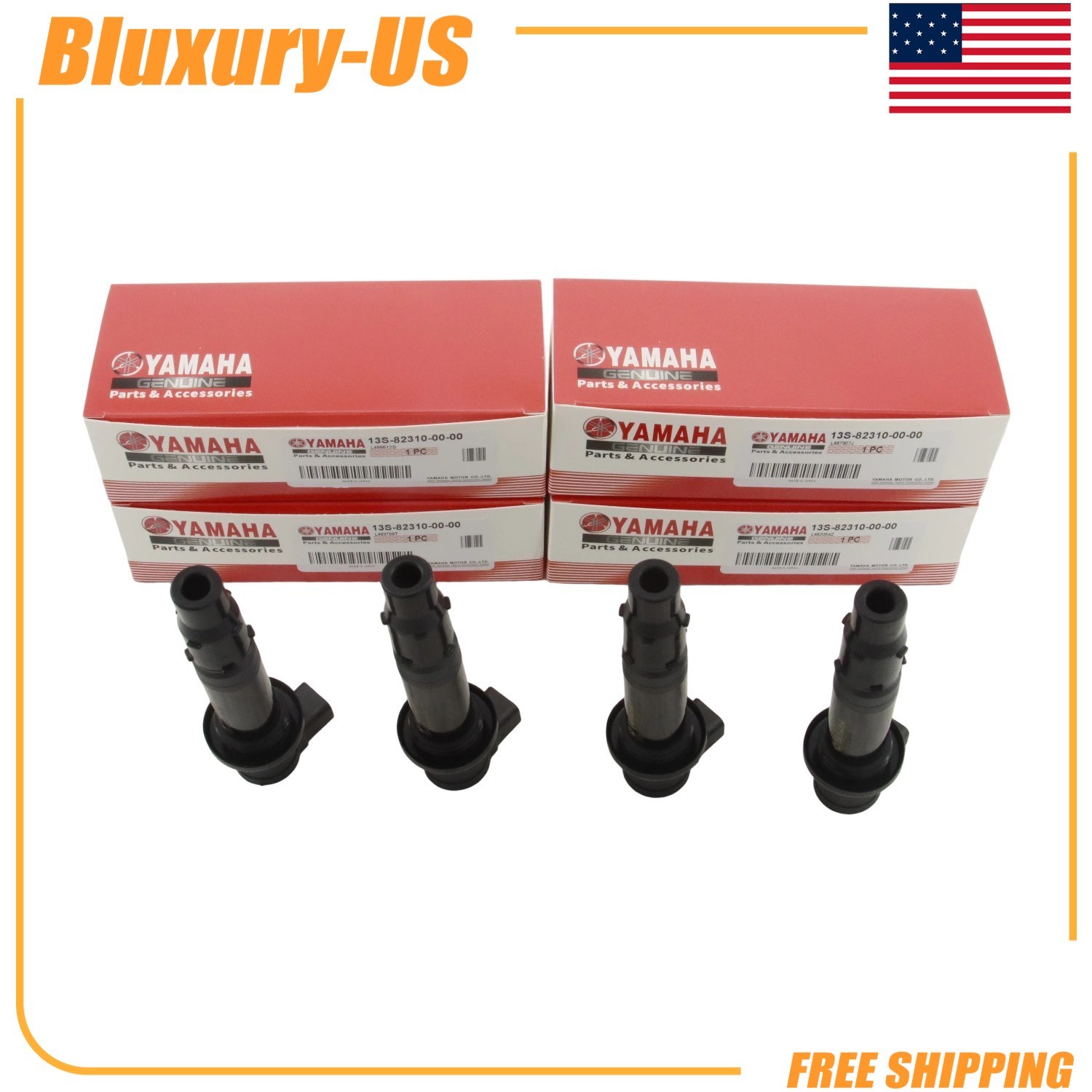 Genuine OEM New 4Pcs Ignition Coils for Yamaha YZF-R6 2008-2016 13S-82310-00-00
