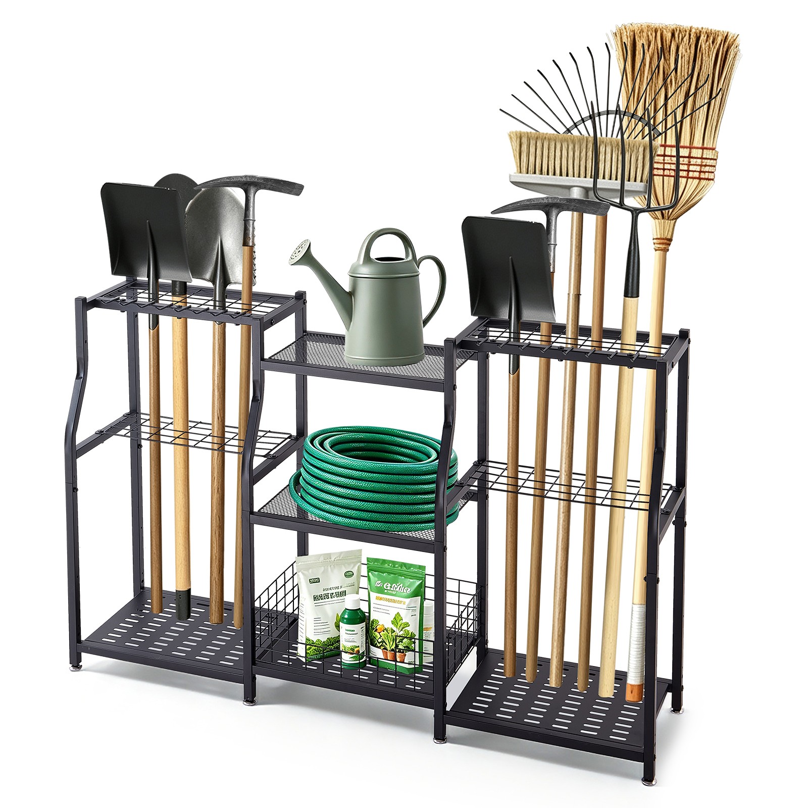 Uimoso 3-Tier Metal Storage Rack for Garden Tools and Garage Organization