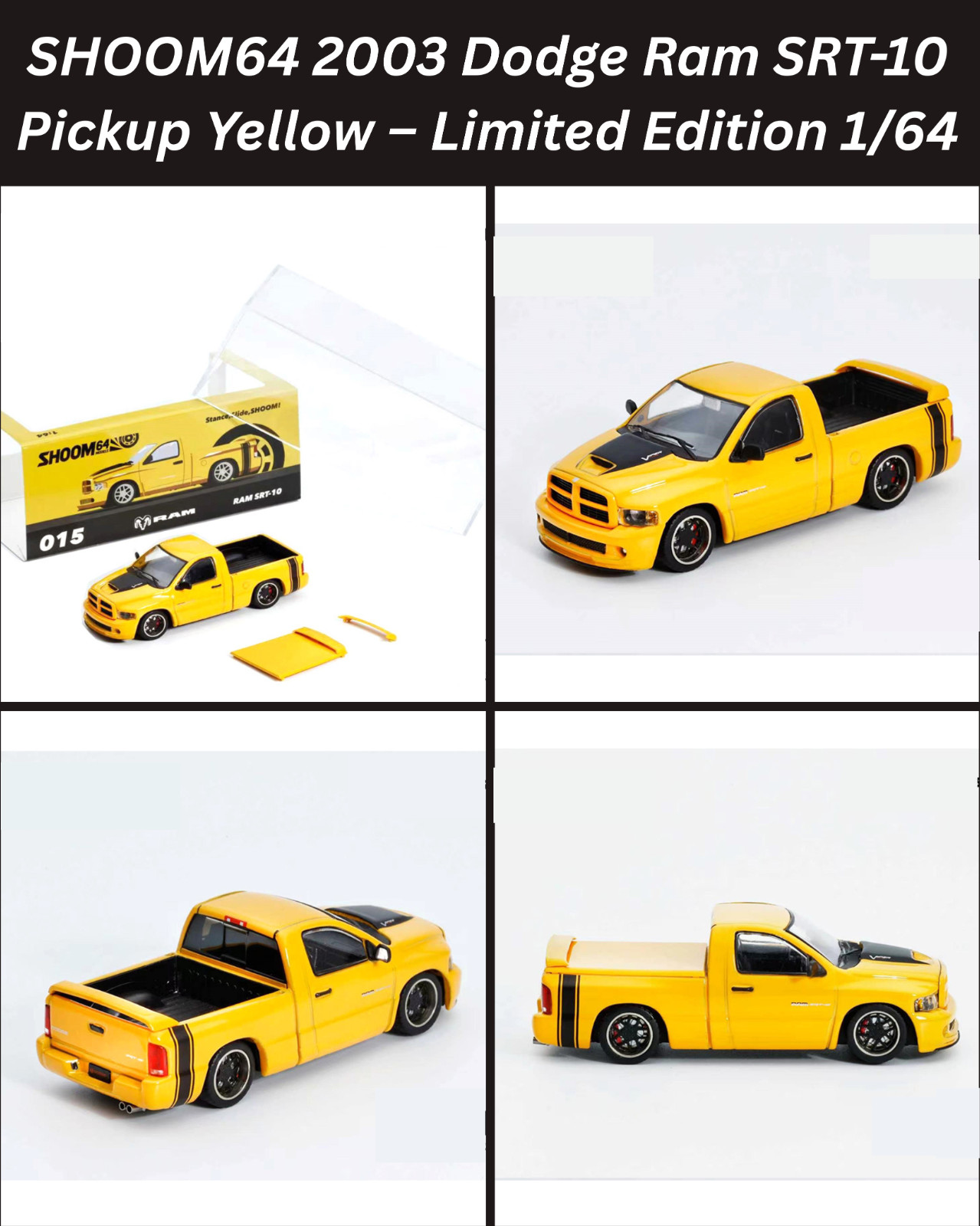 SHOOM64 2003 Dodge Ram SRT-10 Pickup – Yellow 1/64