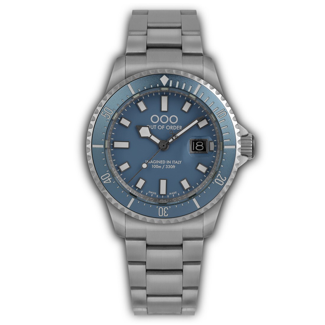 Out of Order CASANOVA BLUE Steel Swiss Made Quartz Blue Sapphire Men\'s Watch