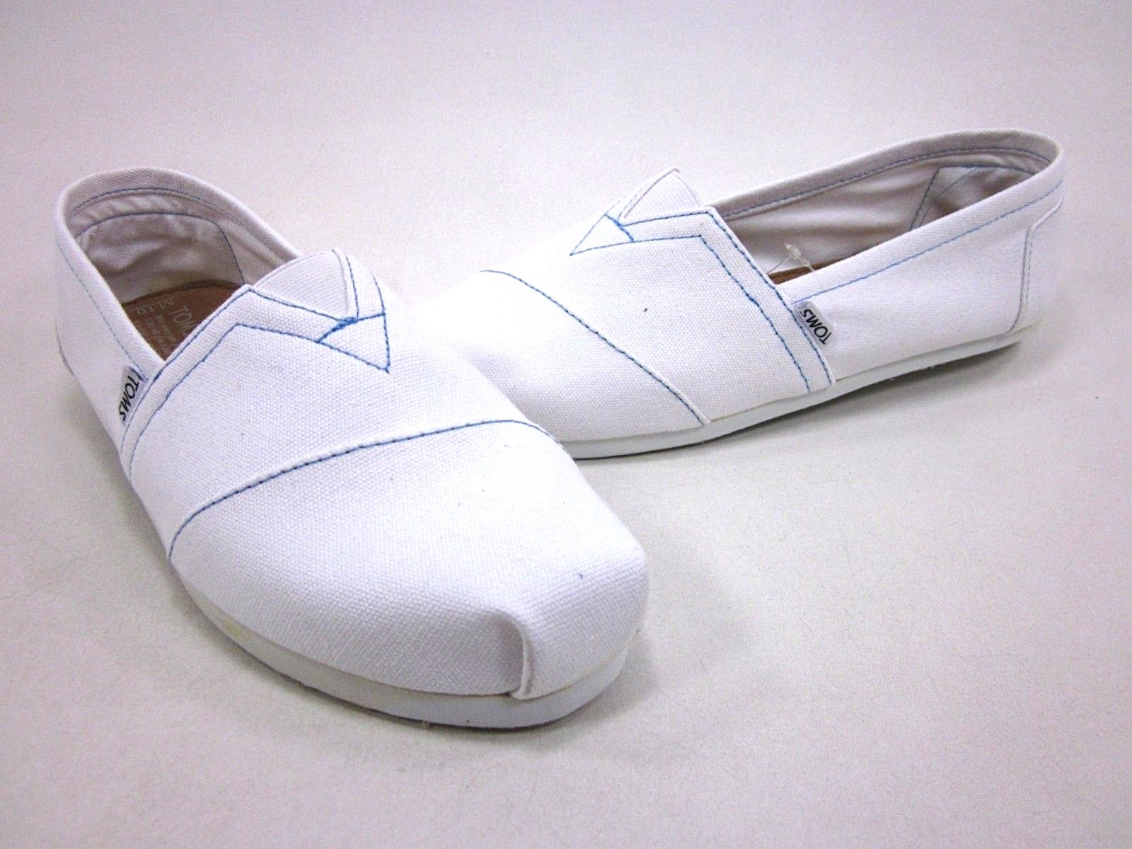 TOMS CLASSICS WHITE CANVAS MENS WHITE US SIZE 10 M EUR 44 TOMS CLASSICS WHITE CANVAS MENS WHITE US SIZE 10 M EUR 44