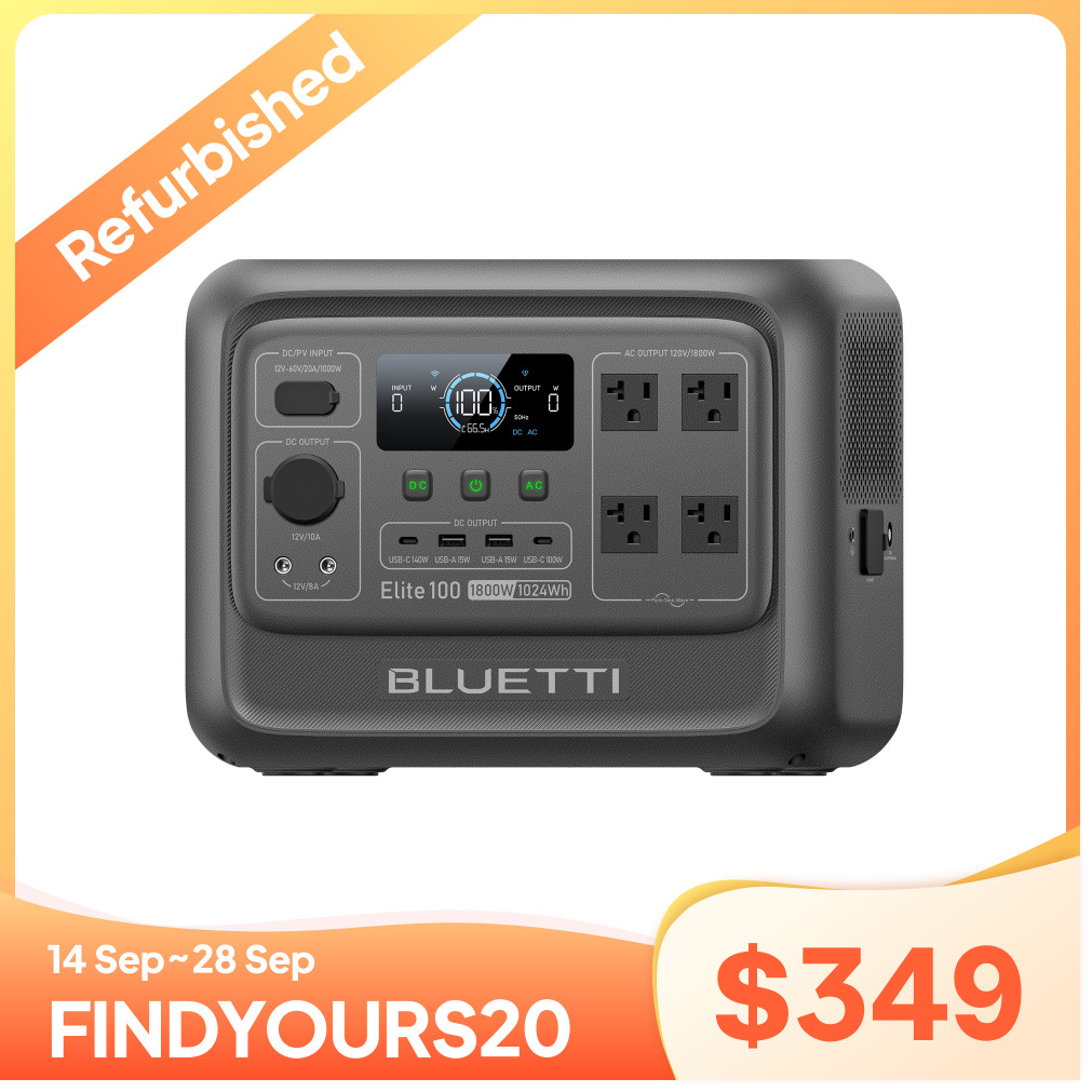 BLUETTI Elite 100 V2 1024Wh 1800W Portable Power Station for Camping Refurbished