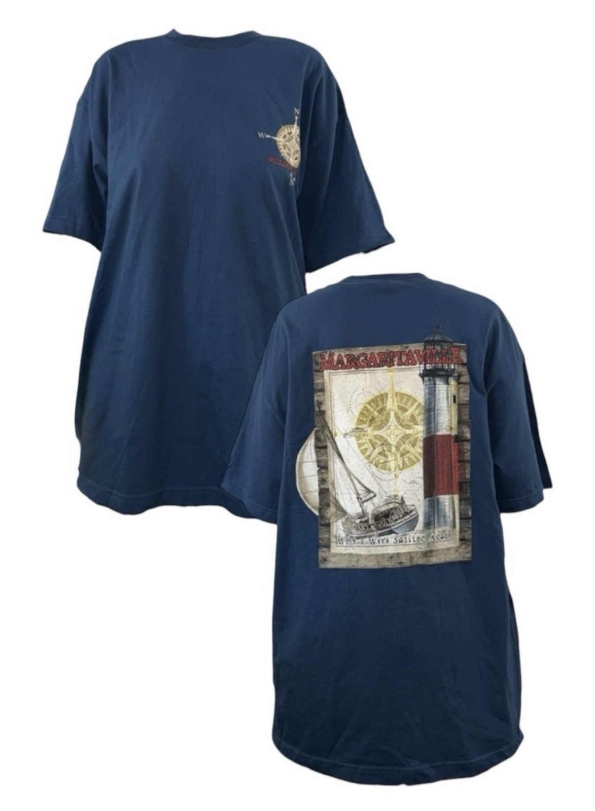NWOT Margaritville Orlando Compass Wish I We’re Sailing Again Lighthouse T-Shirt NWOT Margaritville Orlando Compass Wish I We’re Sailing Again Lighthouse T-Shirt