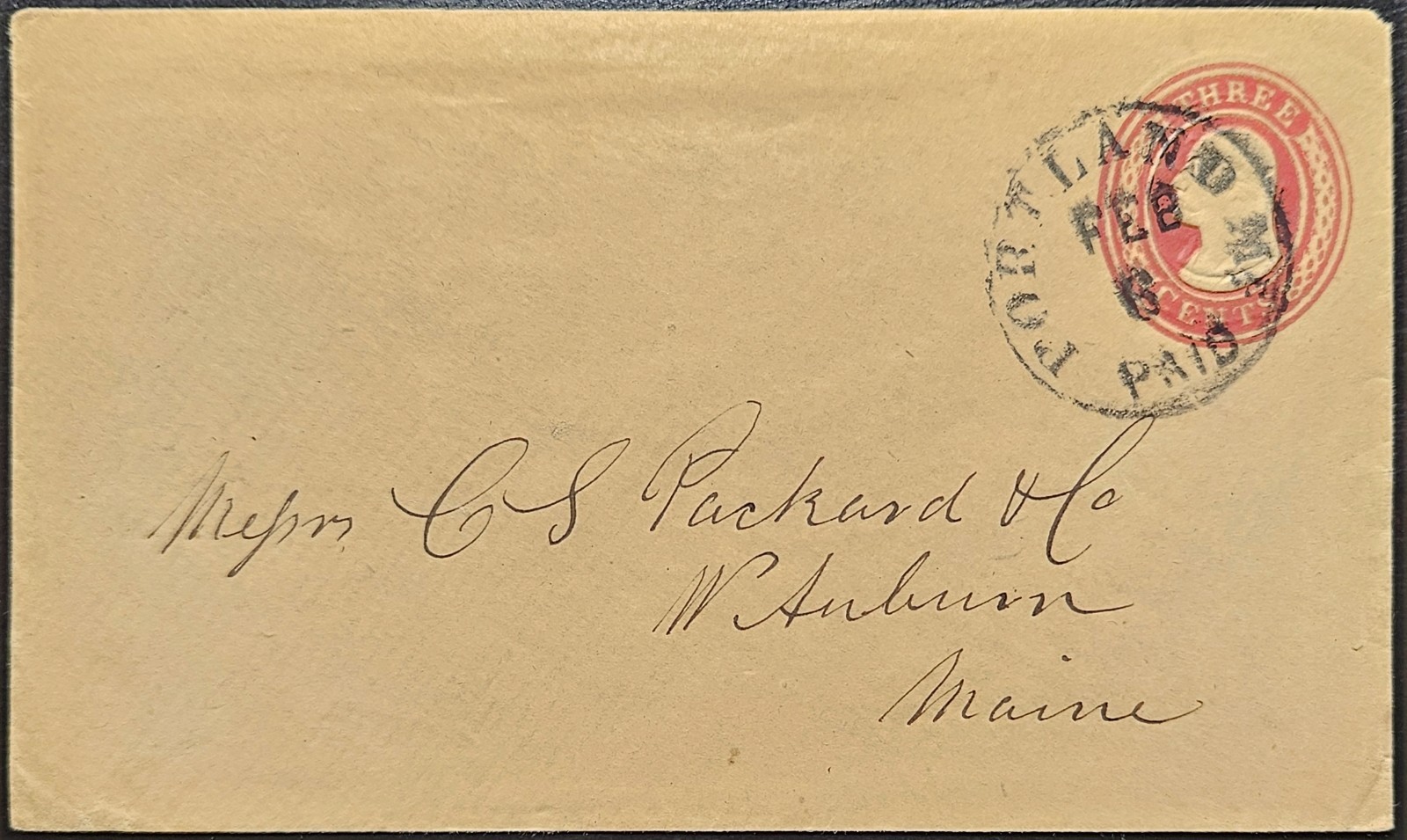 Portland ME PAID CDS 3c Nesbitt Entire To West Auburn c1850s-60s