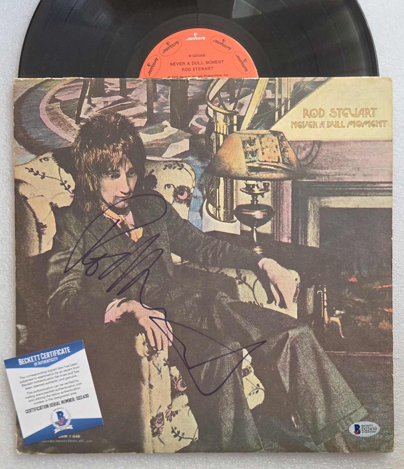 ROD STEWART AUTOGRAPHED ALBUM BECKETT BAS COA SIGNED RECORD VINYL NEVER A DULL