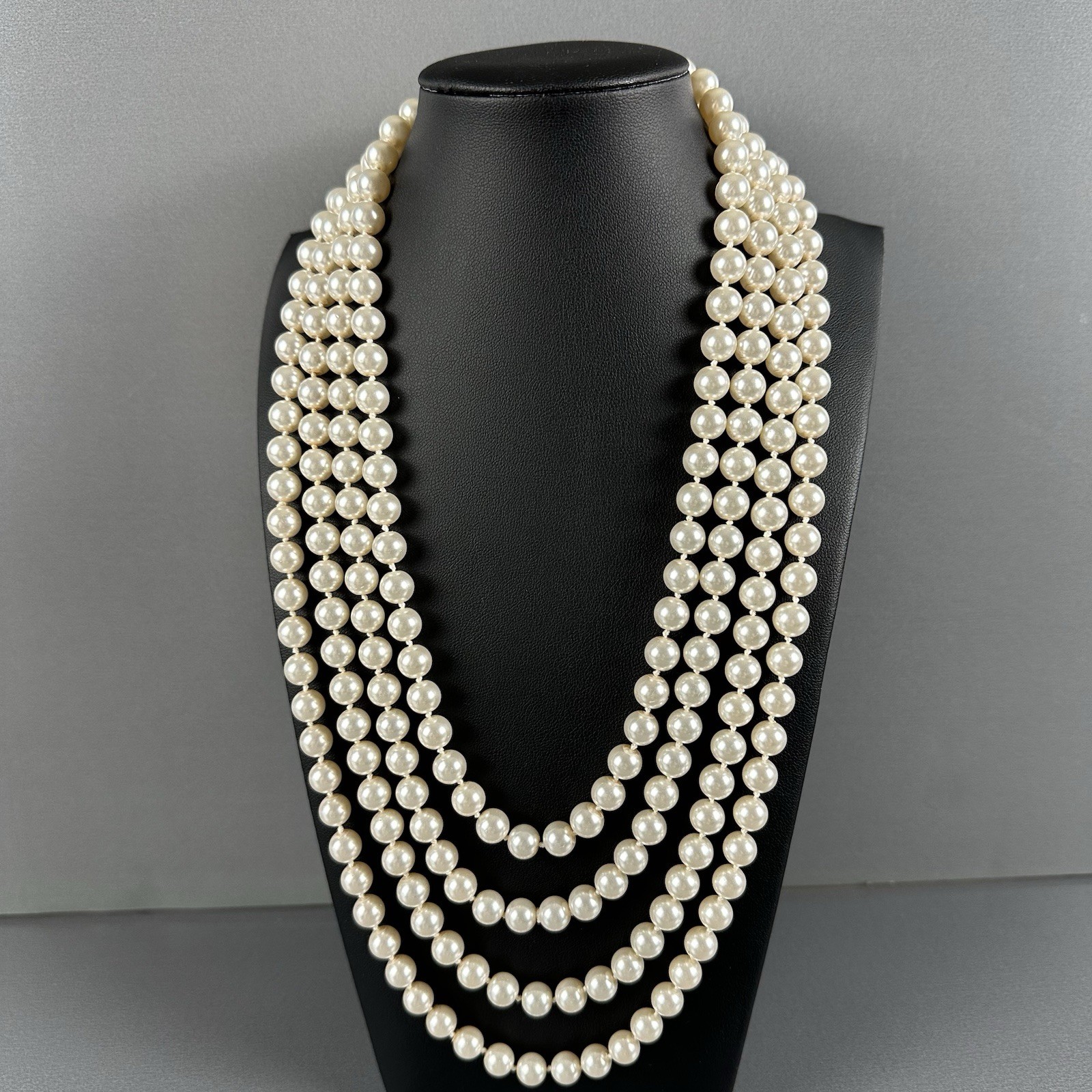 Vintage Glass Pearl Necklace Cream Knotted Extra Long Flapper Opera 90\ Vintage Glass Pearl Necklace Cream Knotted Extra Long Flapper Opera 90\