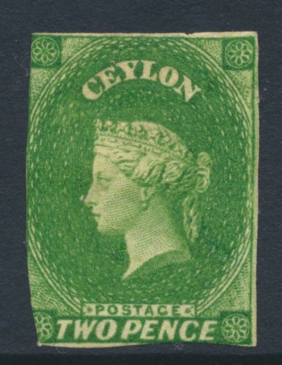 Ceylon 1857-9 2d yellowish green SG3a unused Cat £500 Ceylon 1857-9 2d yellowish green SG3a unused Cat £500