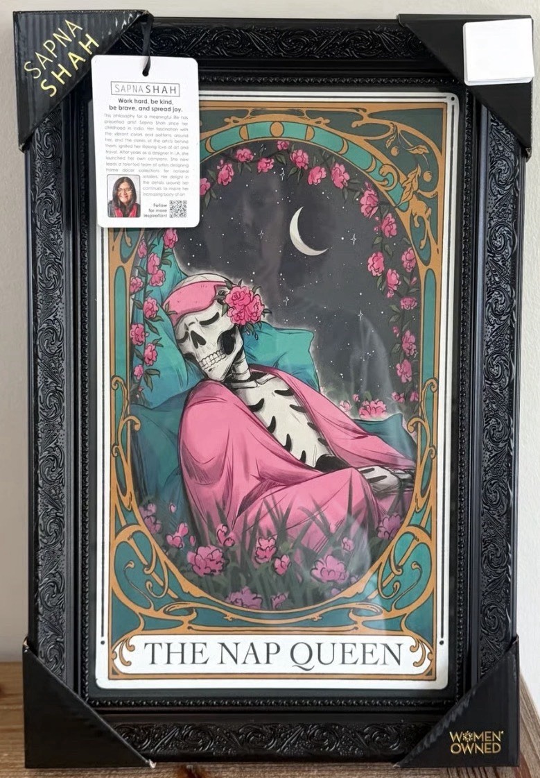 NEW Sapna Shah “The Nap Queen” Skeleton Tarot Card Framed Wall Art 12\ NEW Sapna Shah “The Nap Queen” Skeleton Tarot Card Framed Wall Art 12\