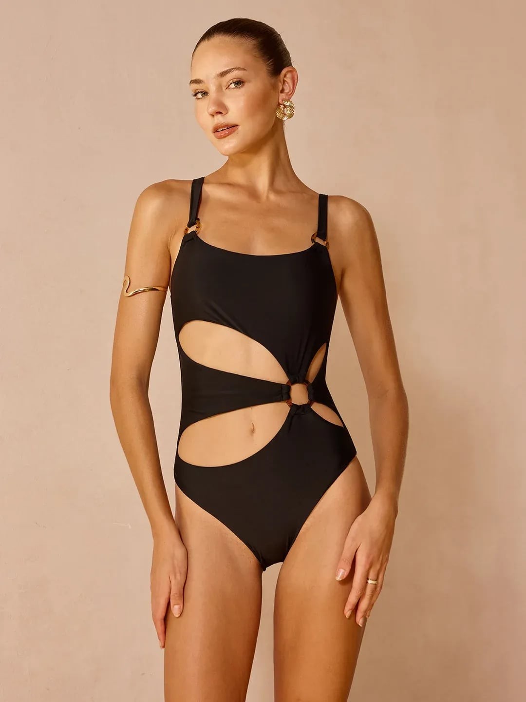 Commense Ring Detail Cutout One Piece Swimsuit Commense Ring Detail Cutout One Piece Swimsuit