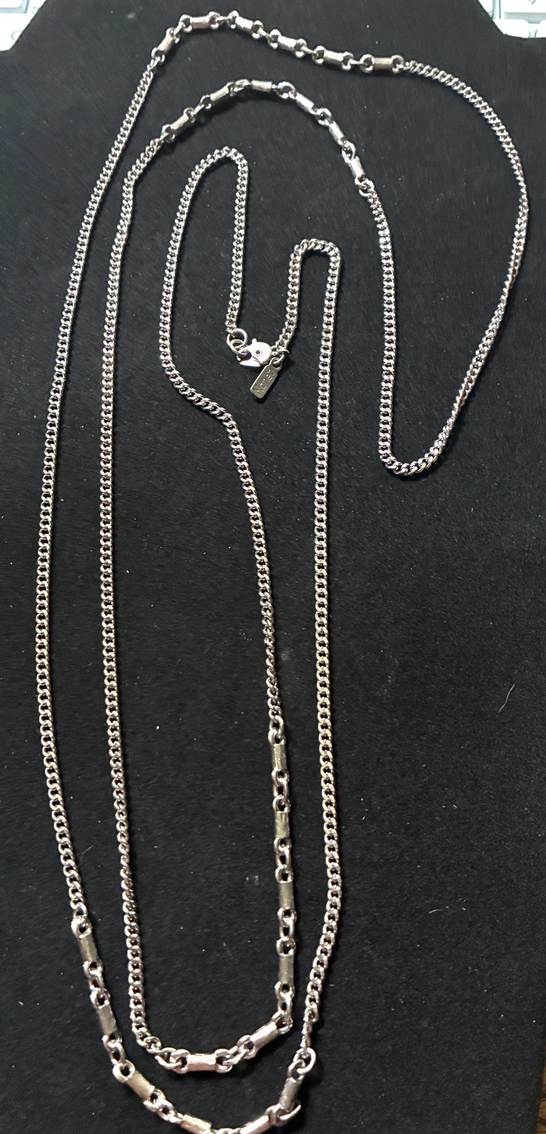 Vintage Signed MONET Station Necklace Silver Tone. 54\ Vintage Signed MONET Station Necklace Silver Tone. 54\