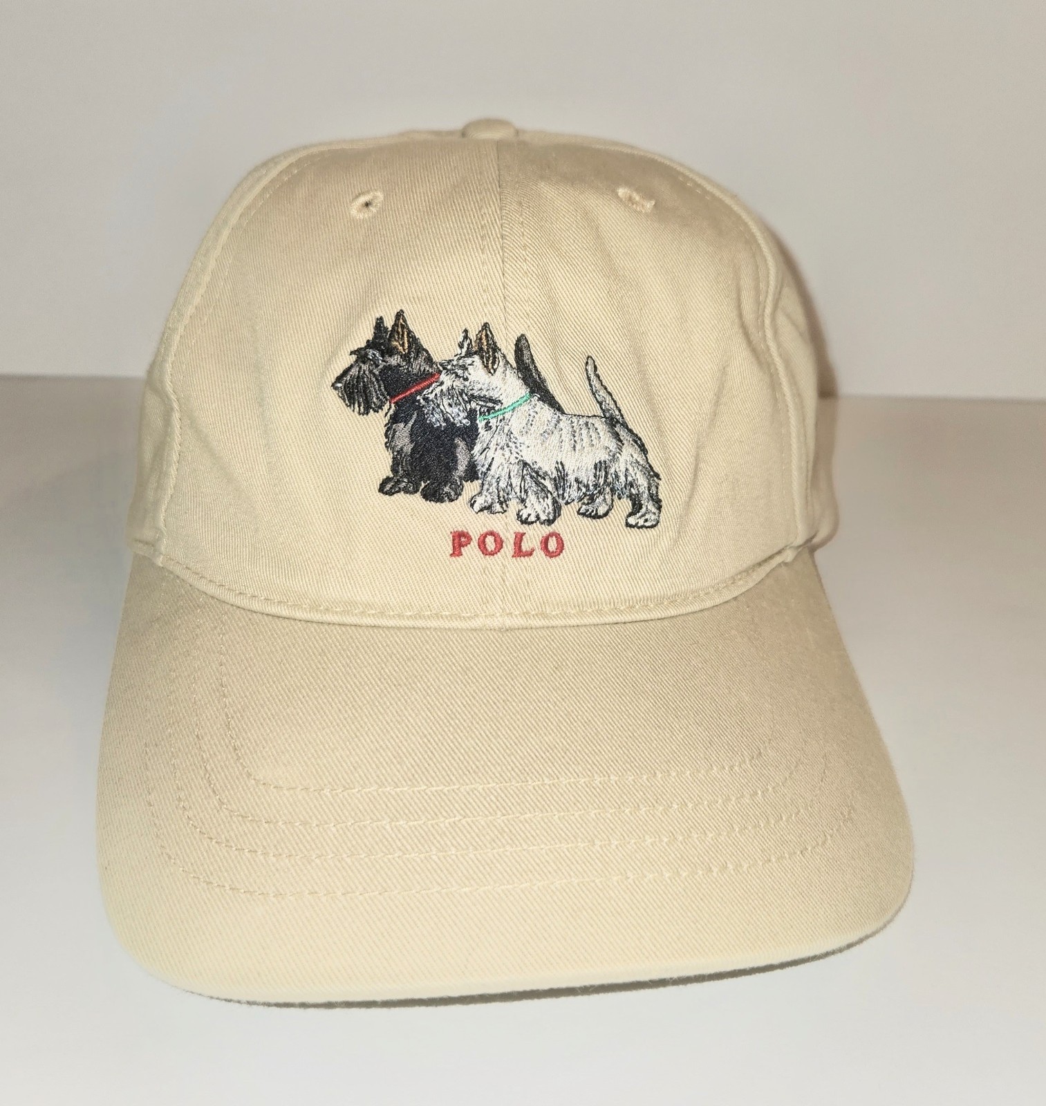 VTG Ralph Lauren Polo Sport Sportsman Dogs USA Hat Beige Khaki Scottish Terriers VTG Ralph Lauren Polo Sport Sportsman Dogs USA Hat Beige Khaki Scottish Terriers