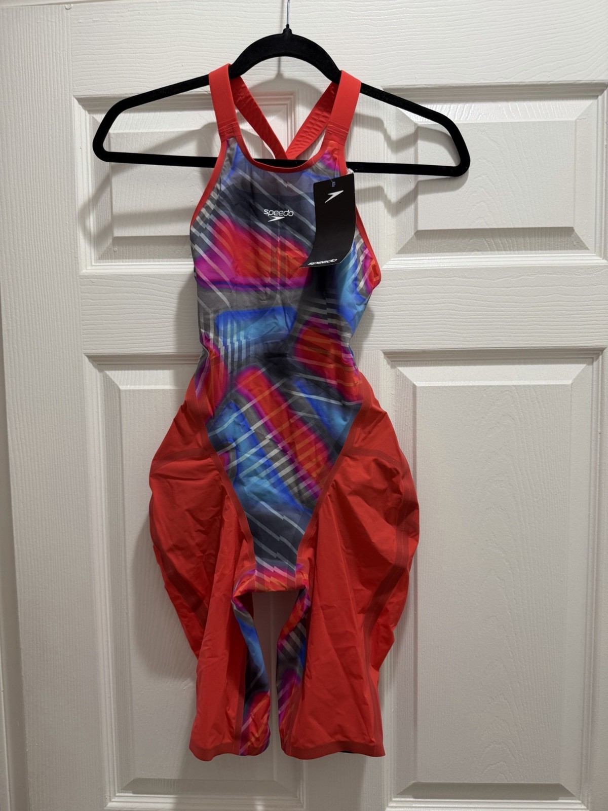 NWT Speedo Fastskin LZR Pure Valor 2.0 OpenBack Kneeskin Red/Blue Size 26 NWT Speedo Fastskin LZR Pure Valor 2.0 OpenBack Kneeskin Red/Blue Size 26