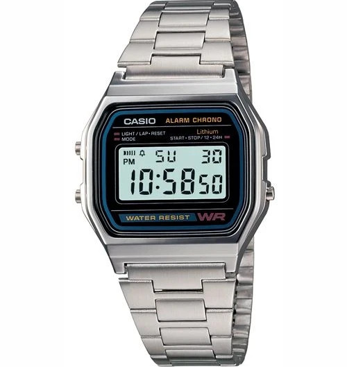 CASIO A158WA-1 Classic Digital Chronograph Alarm 7 Year Battery Sport Watch