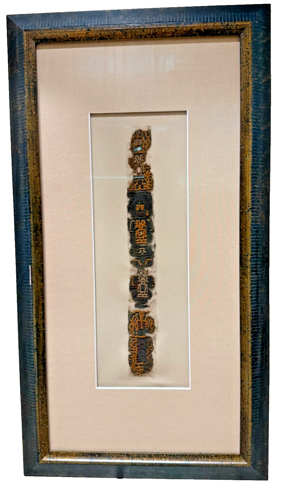 PRE COLUMBIAN TEXTILE FRAGMENT FROM PERU ARCHIVAL FRAMED WITH COA AND PROVENANCE