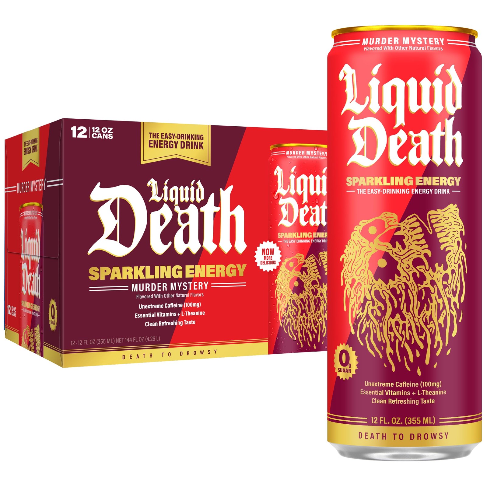 Liquid Death Sparkling Energy - Murder 12 Fl Oz (Pack of 12), Mystery Liquid Death Sparkling Energy - Murder 12 Fl Oz (Pack of 12), Mystery