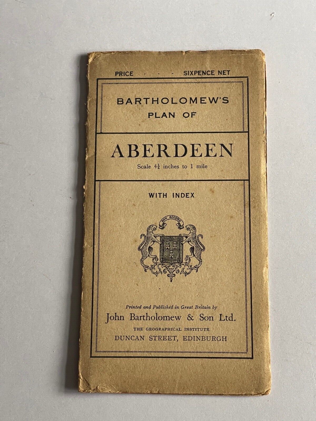 Vintage Bartholomews Plan of Aberdeen, 1950\'s approx Vintage Bartholomews Plan of Aberdeen, 1950\'s approx
