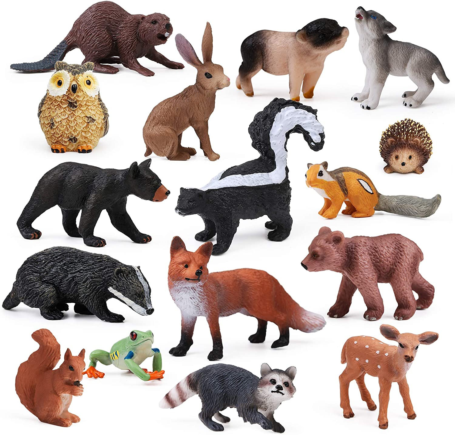16PCS Forest Animals Baby Figures Woodland Creatures Figurines Miniature Toys...
