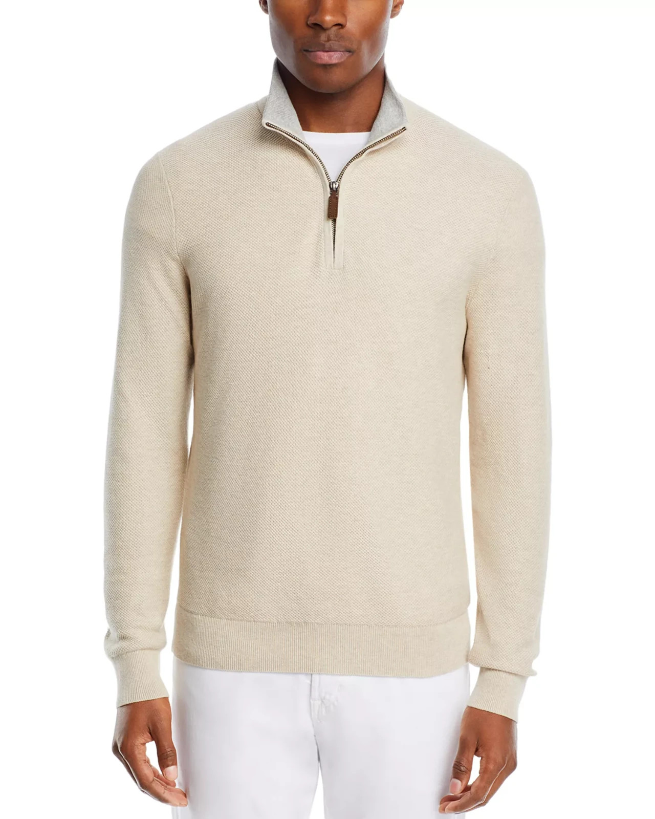 The Men's Store at Bloomingdale's Birdseye Knit Quarter Zip Sweater MSRP $118