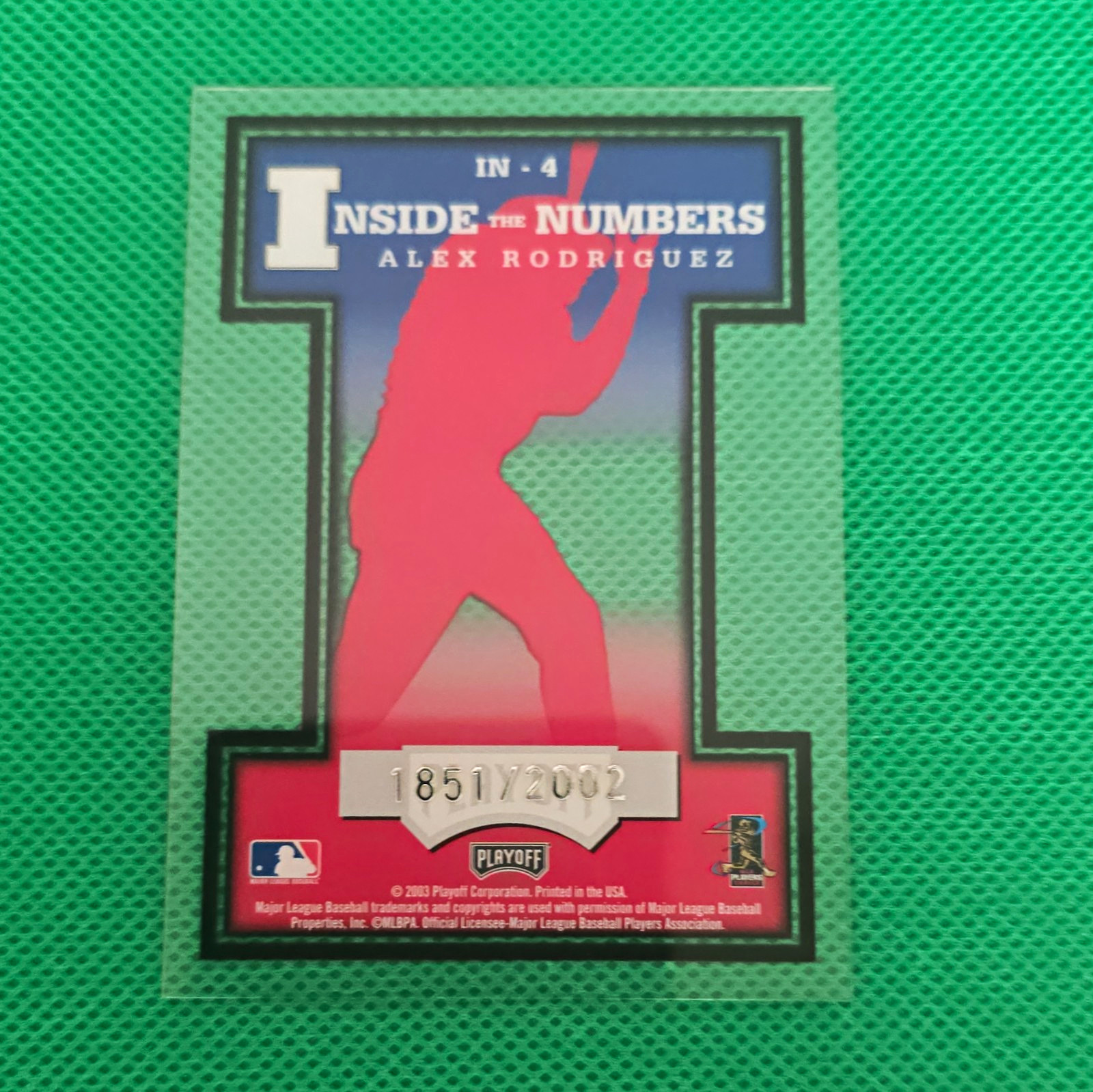 Playoff 2003 Playoff Prestige Inside the Numbers Alex Rodriguez IN-4 /2002