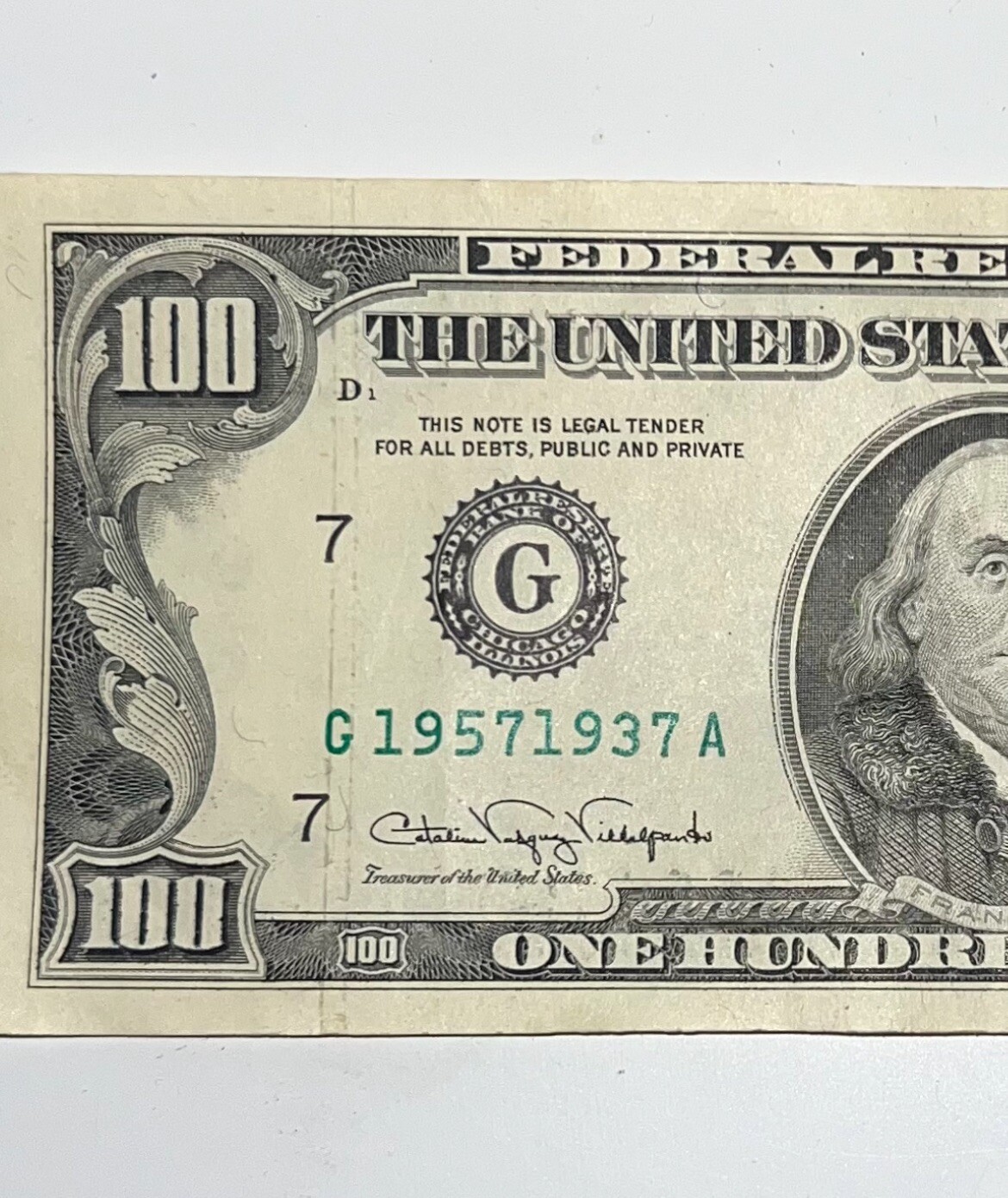Very Rare Double Year 1990 Series 100 Dollar - All Odd Serial # 19571937 “Fancy”