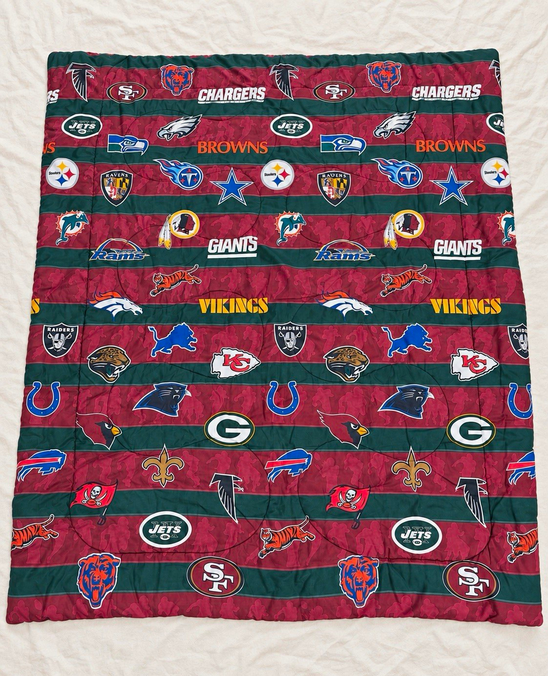 Vintage 90s NFL Reversible Comforter All Team Logo Football Bedding Twin Full