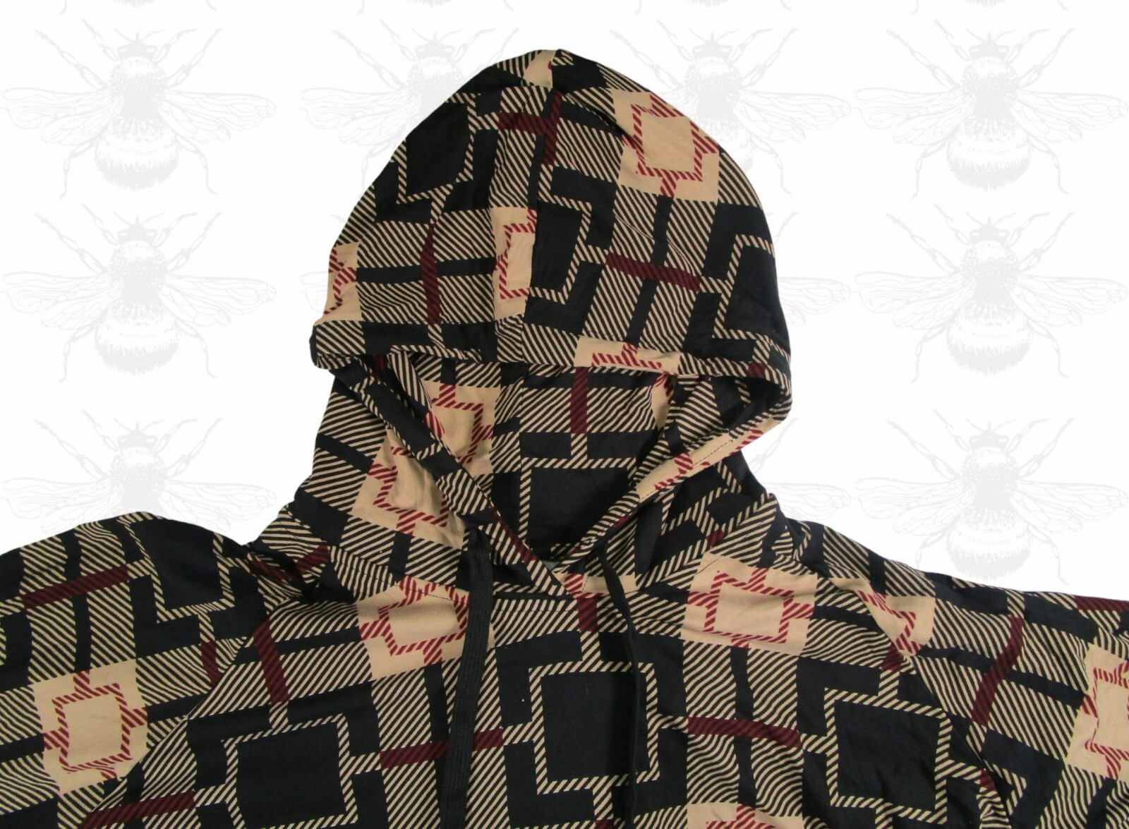 Lildy Super Soft Size - L - XL Black Tan Long Sleeve Drawstring Pullover Hoodie