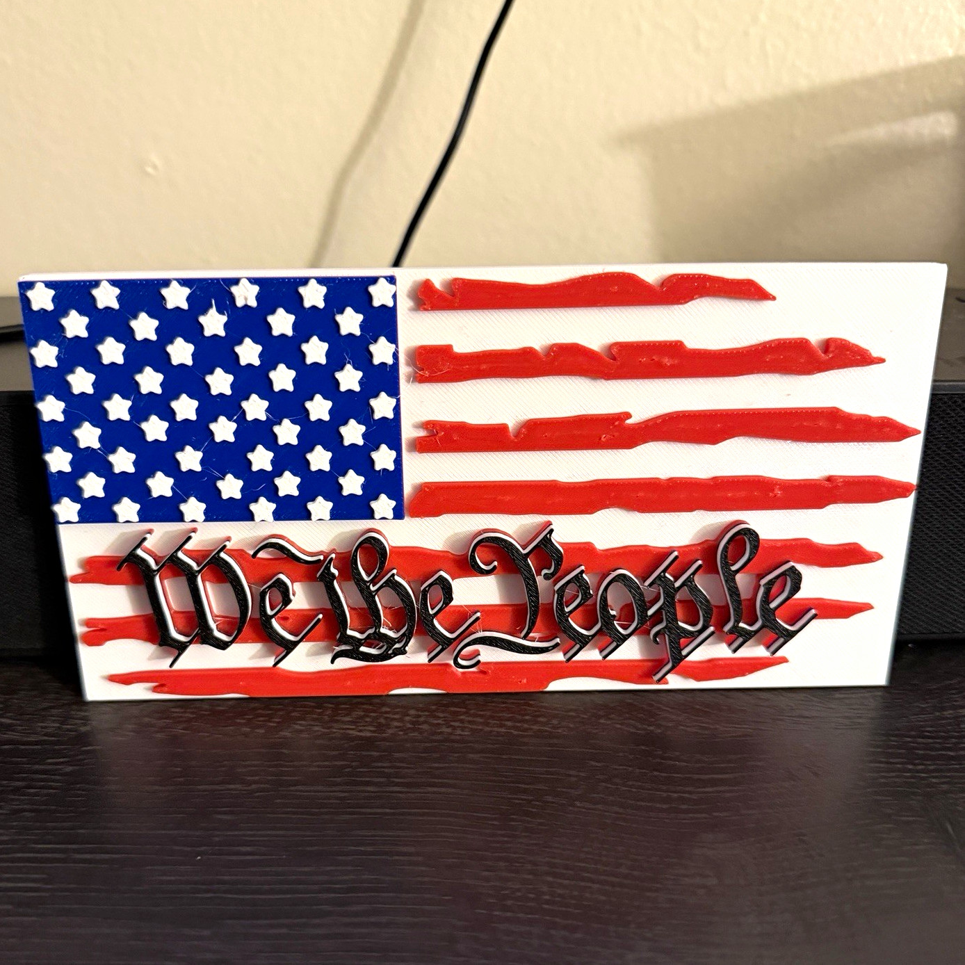 “We The People” American Flag Wall Plaque Sign, Hanging Rectangular Decor