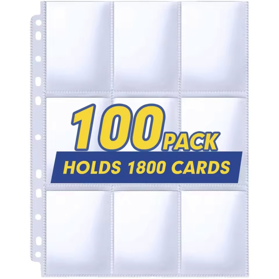 100-Pack Double-Sided 9-Pocket Pages 1800 Tarding Card Sleeves for 3-Ring Binder 100-Pack Double-Sided 9-Pocket Pages 1800 Tarding Card Sleeves for 3-Ring Binder