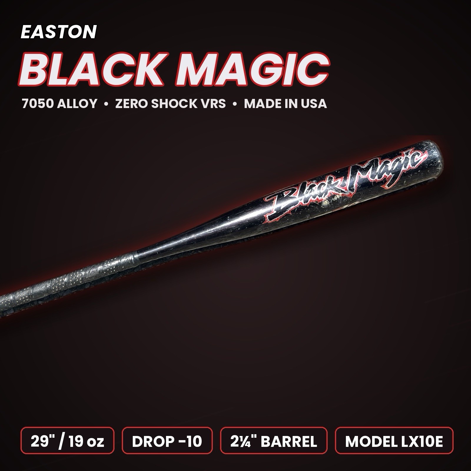 the LEGENDARY Easton BLACK MAGIC little league bat 29/19 drop -10 2 1/4 barrel the LEGENDARY Easton BLACK MAGIC little league bat 29/19 drop -10 2 1/4 barrel