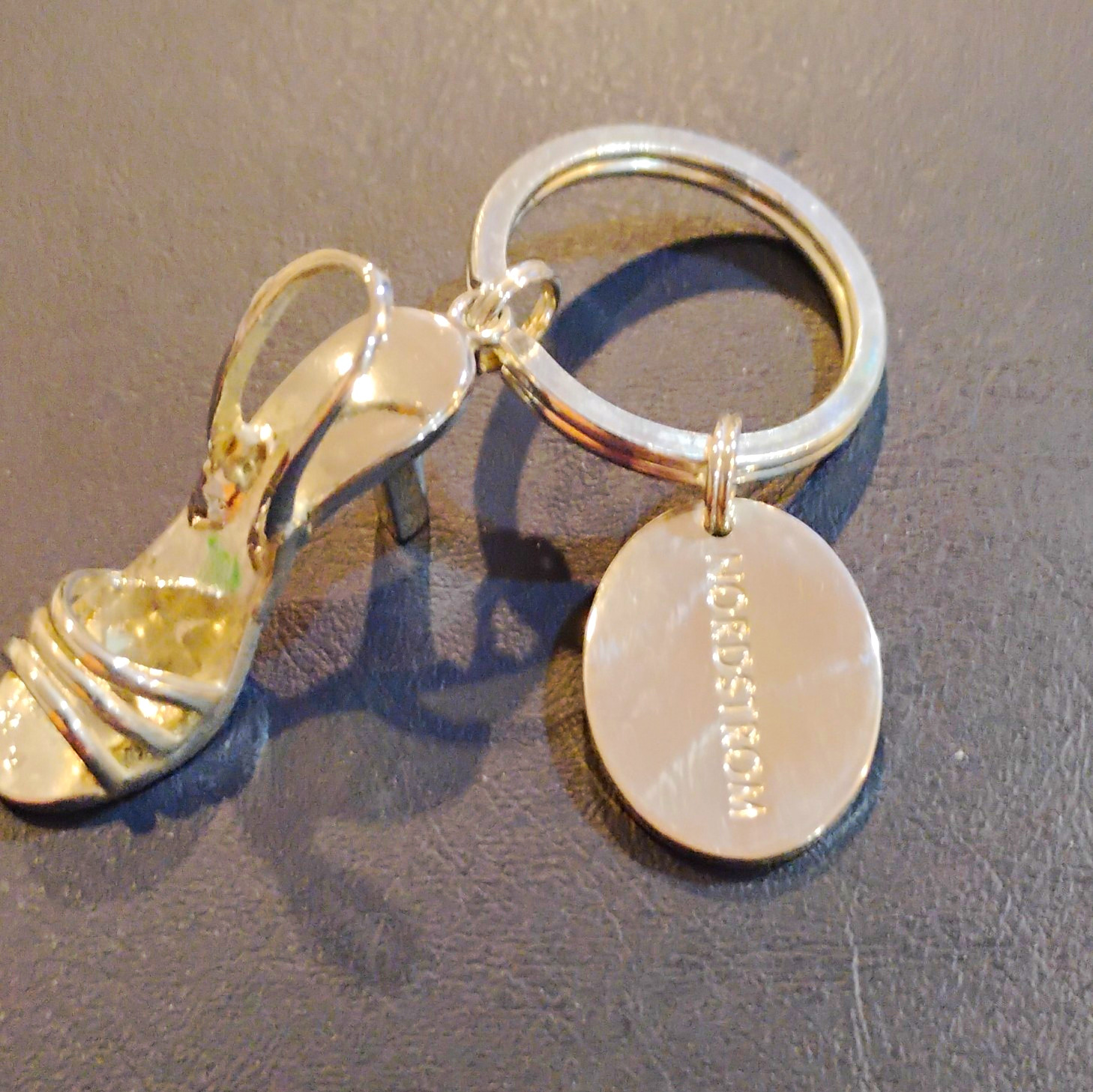 Vintage Nordstrom High Heel Shoe Keychain Silver Tone Logo Charm Y2K💰