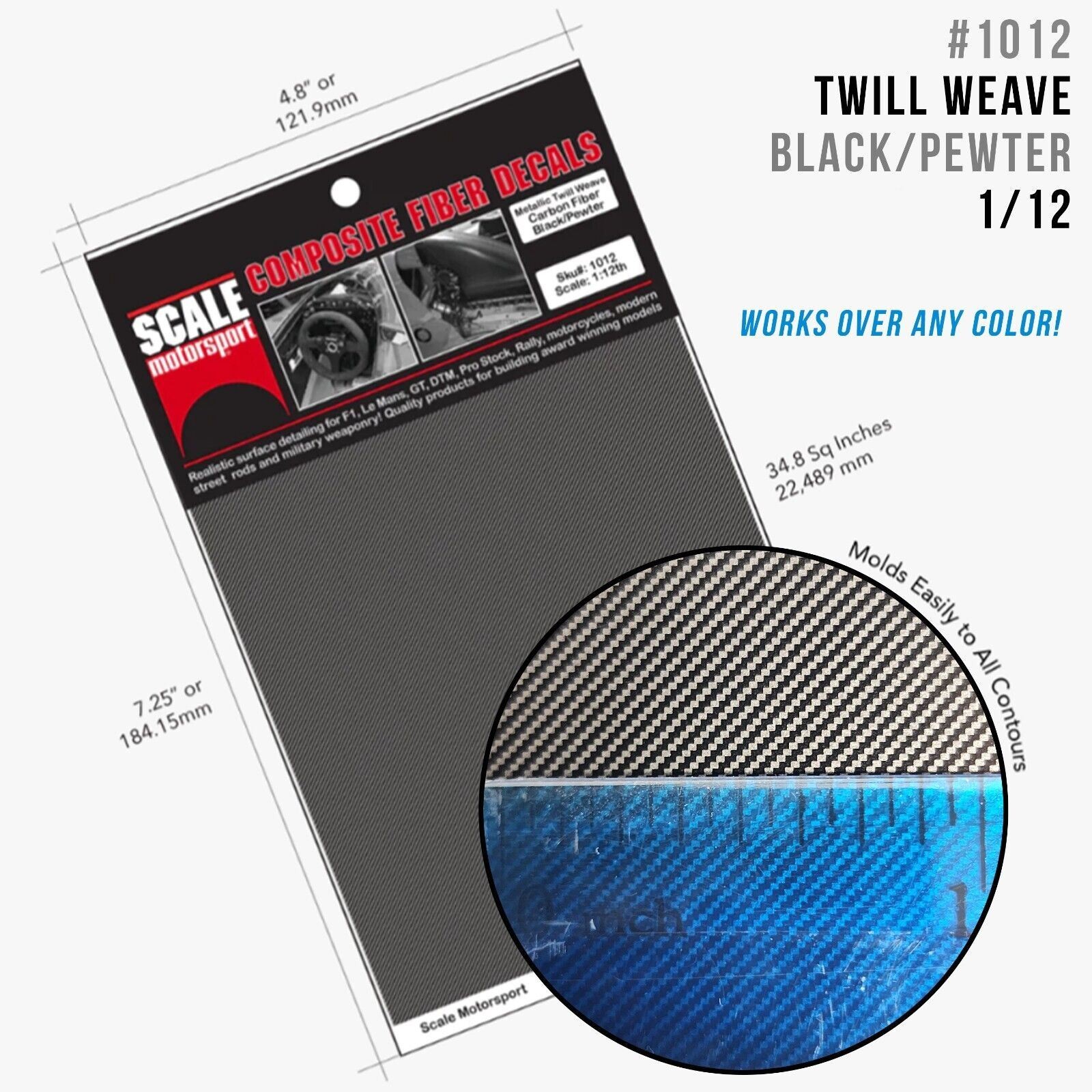 SCALE MOTORSPORT CARBON FIBER WaterSlide Decal 1/12 1/24 1/64 for Hot