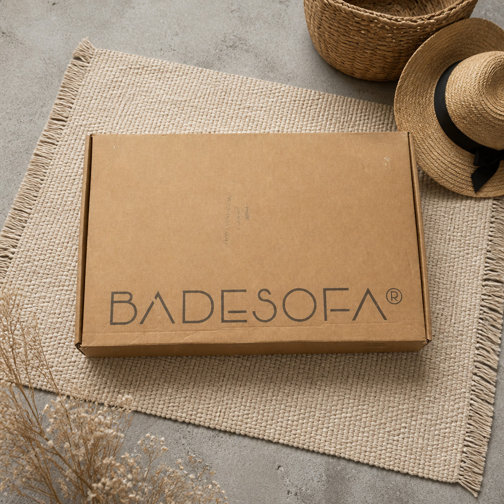 BADESOFA Luxury Bath Pillow & Duster Medium Ivory Pearl New With Box