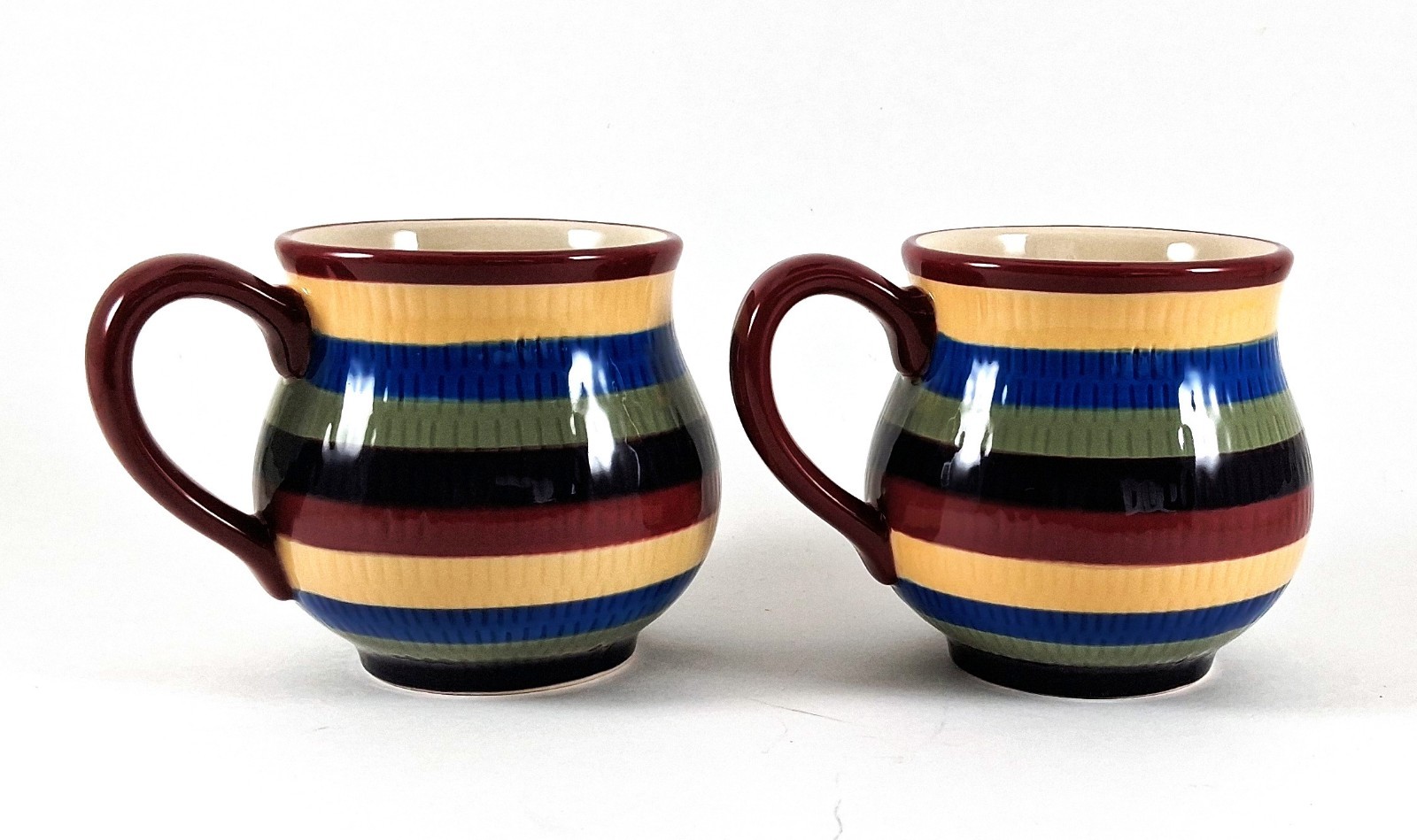 Longaberger Pottery Bright Multicolor Mugs ( Set of 2) Rare *NEW* Longaberger Pottery Bright Multicolor Mugs ( Set of 2) Rare *NEW*