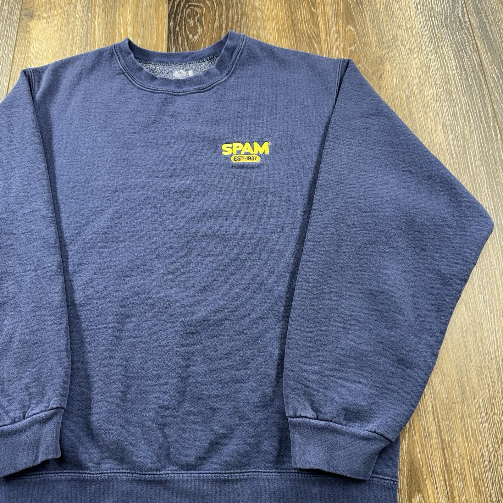 Vintage Spam Sweatshirt Mens M Blue Canned Meat Survival THICK Crewneck Sweater
