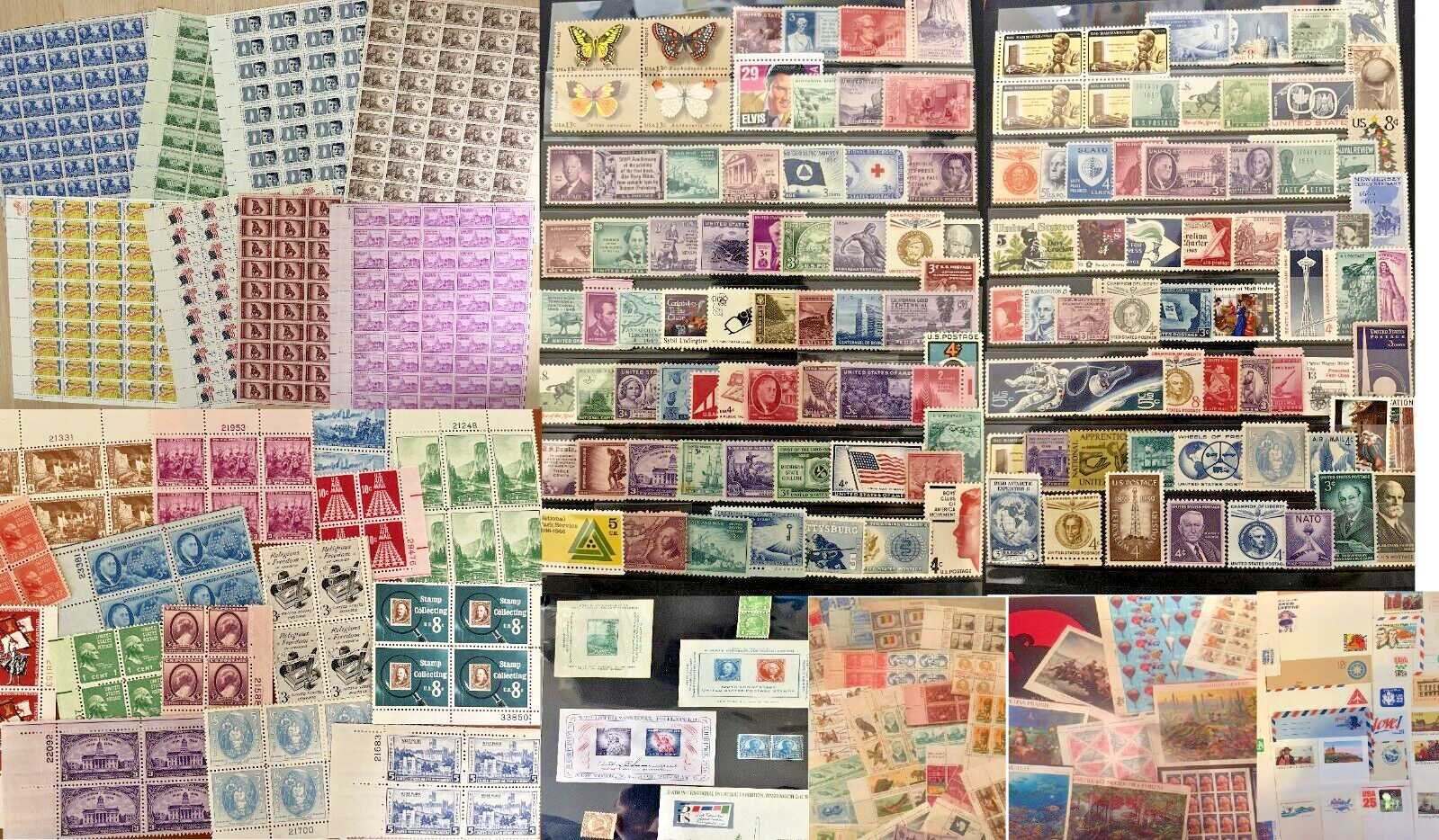 U.S. MINT COLLECTION 400+ VINTAGE STAMPS PLATE BLOCKS / SINGLES / SHEETS / SETS