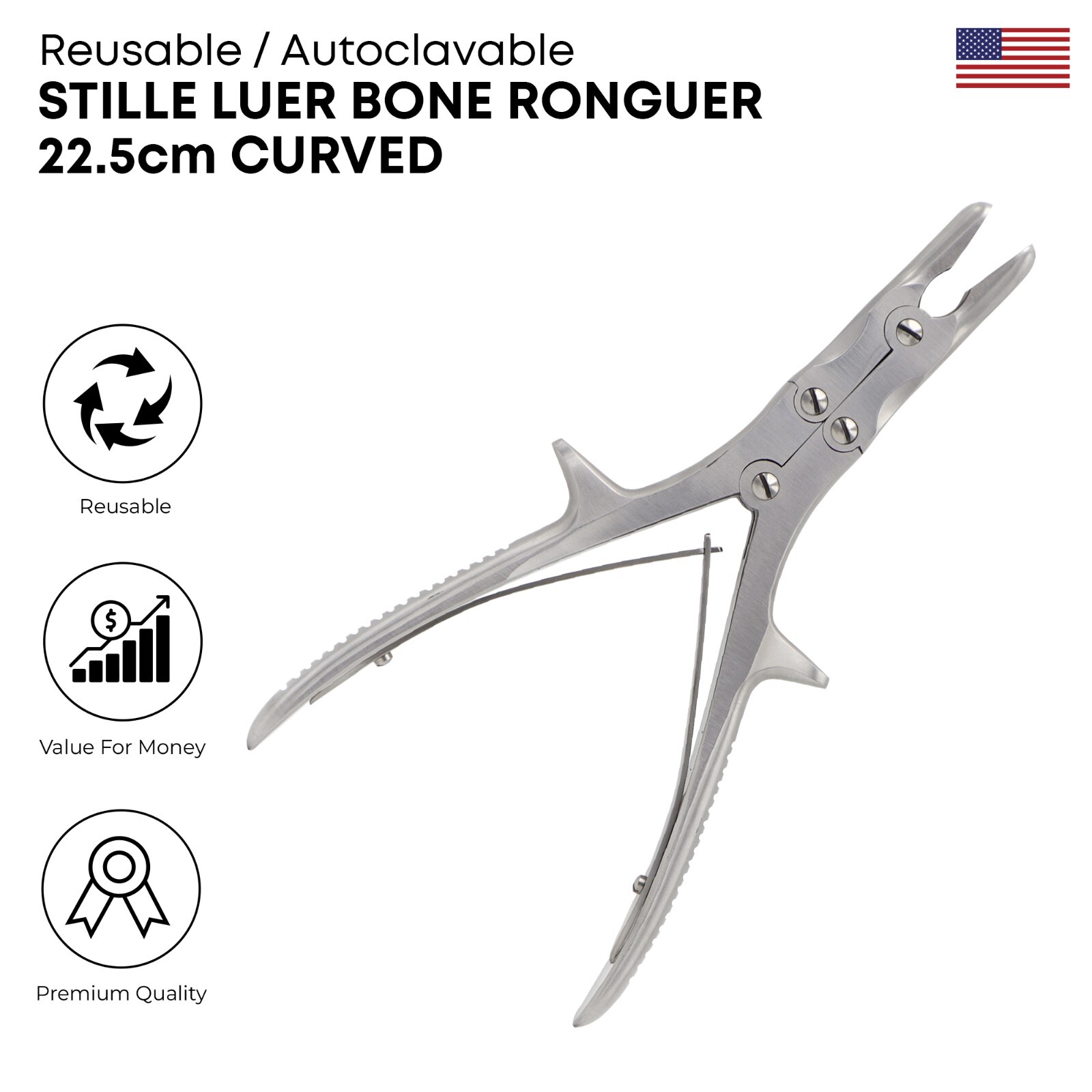 Stille Luer Bone Ronguer 22.5 cm Curved Stainless Steel Surgical Instruments Stille Luer Bone Ronguer 22.5 cm Curved Stainless Steel Surgical Instruments