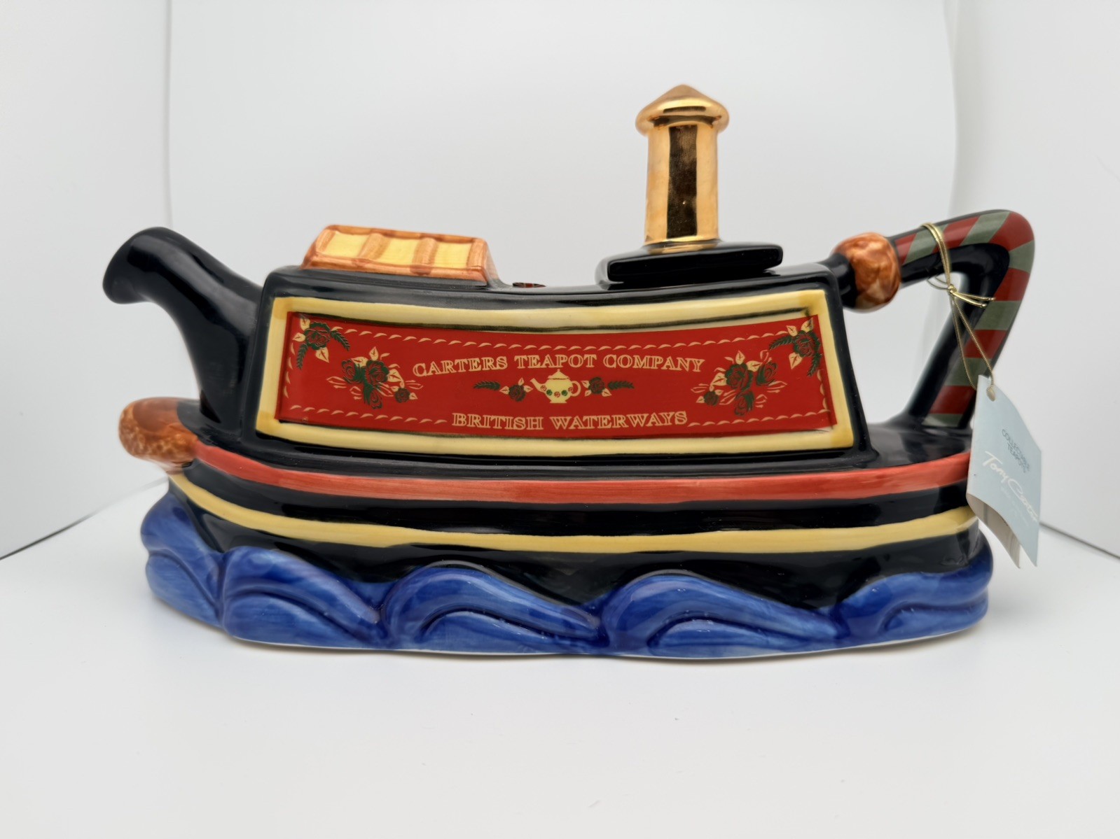 Tony Carter British Waterways Decorative Tea Pot Ceramic Collectable Rare Boat