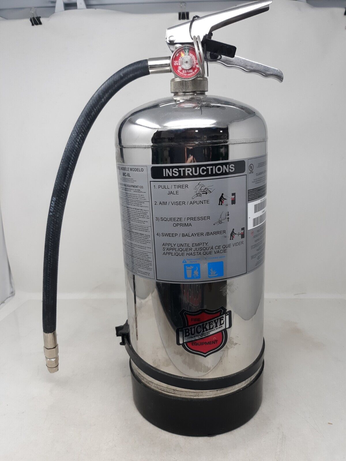 Buckeye Fire Equipment 50006 Fire Extinguisher, 1A:K, Wet Chemical, 6 L