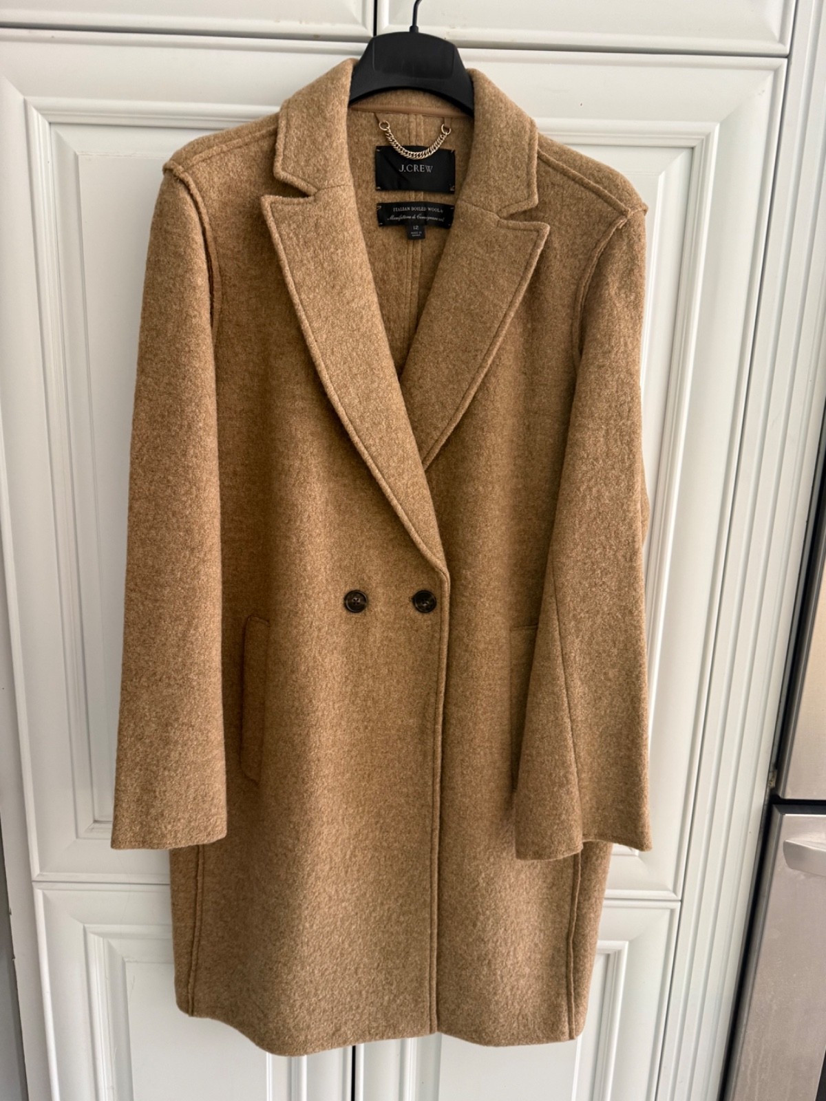 J crew Daphne Italian Wool Over Coat Women 12 Camel Double Breasted J crew Daphne Italian Wool Over Coat Women 12 Camel Double Breasted